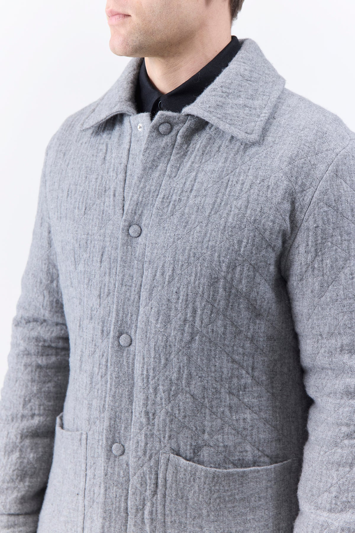 Skye Paddock Jacket in Grey Melange Cashmere Linen - 6