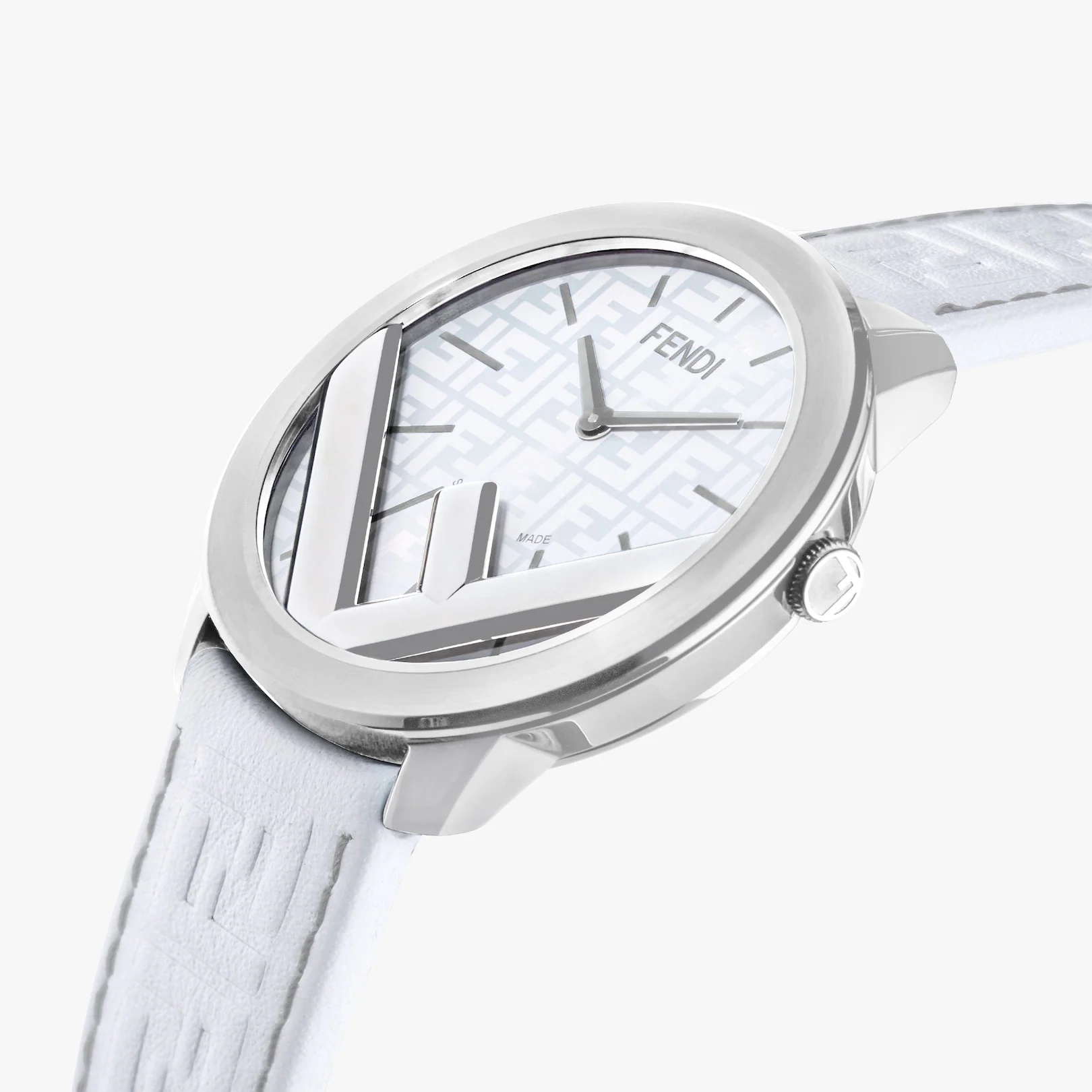 41 mm glossy and satin-finish silver-colored stainless steel round case, with glossy silver stainles - 2