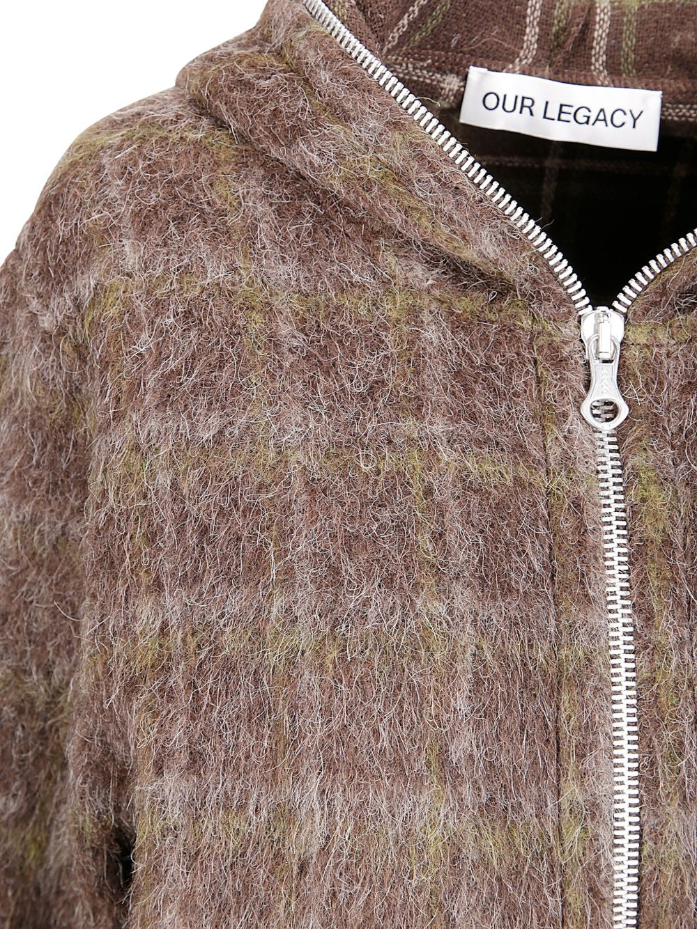 check-pattern zip-up cardigan - 3