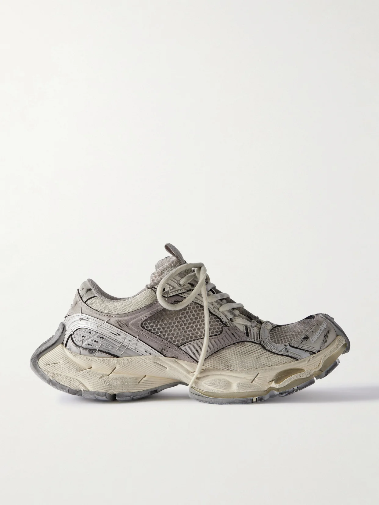 Stapler Distressed Mesh And Rubber Sneakers - 1