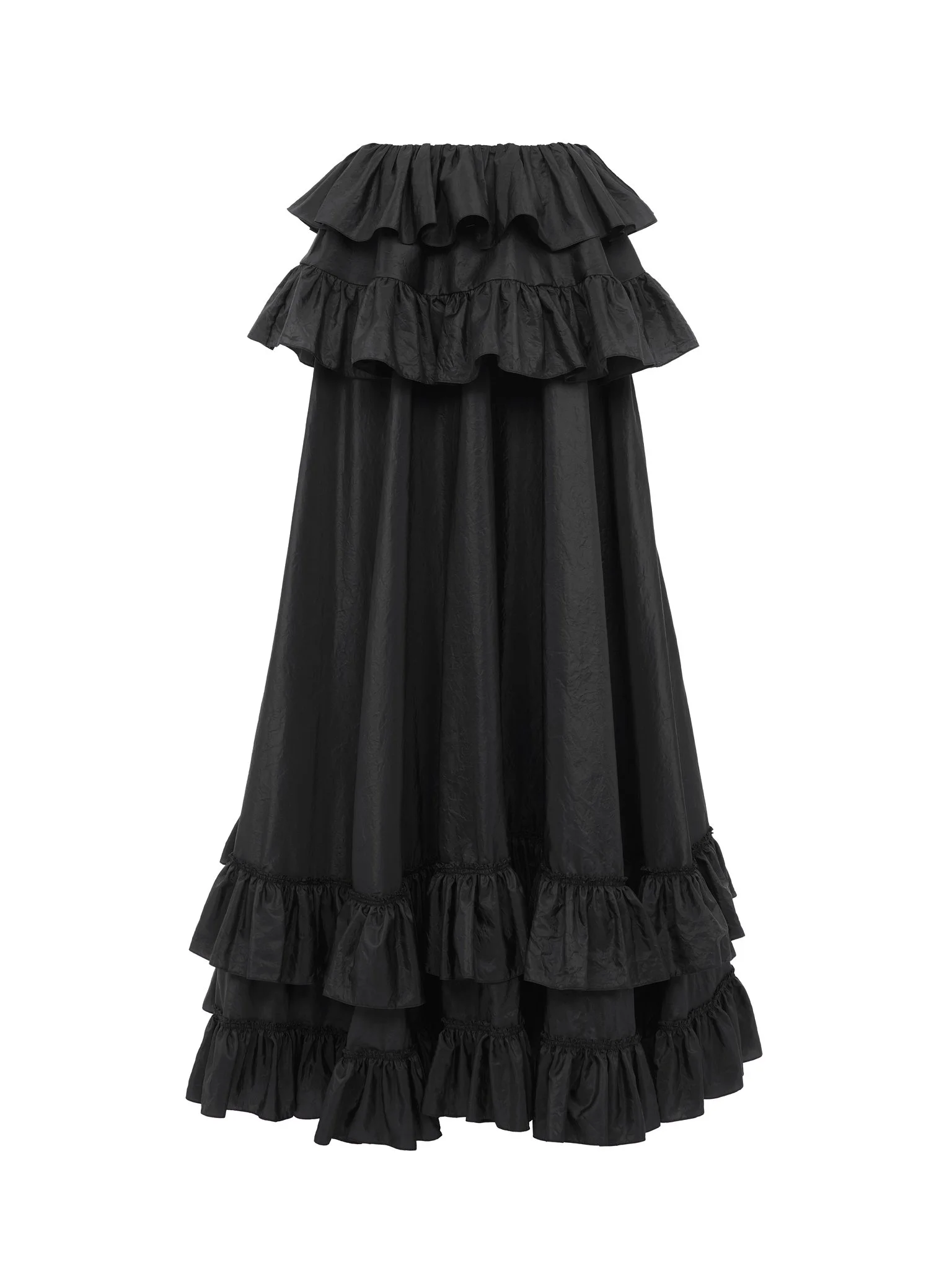 TIERED MAXI SKIRT IN WASHED SILK TAFFETA - 1