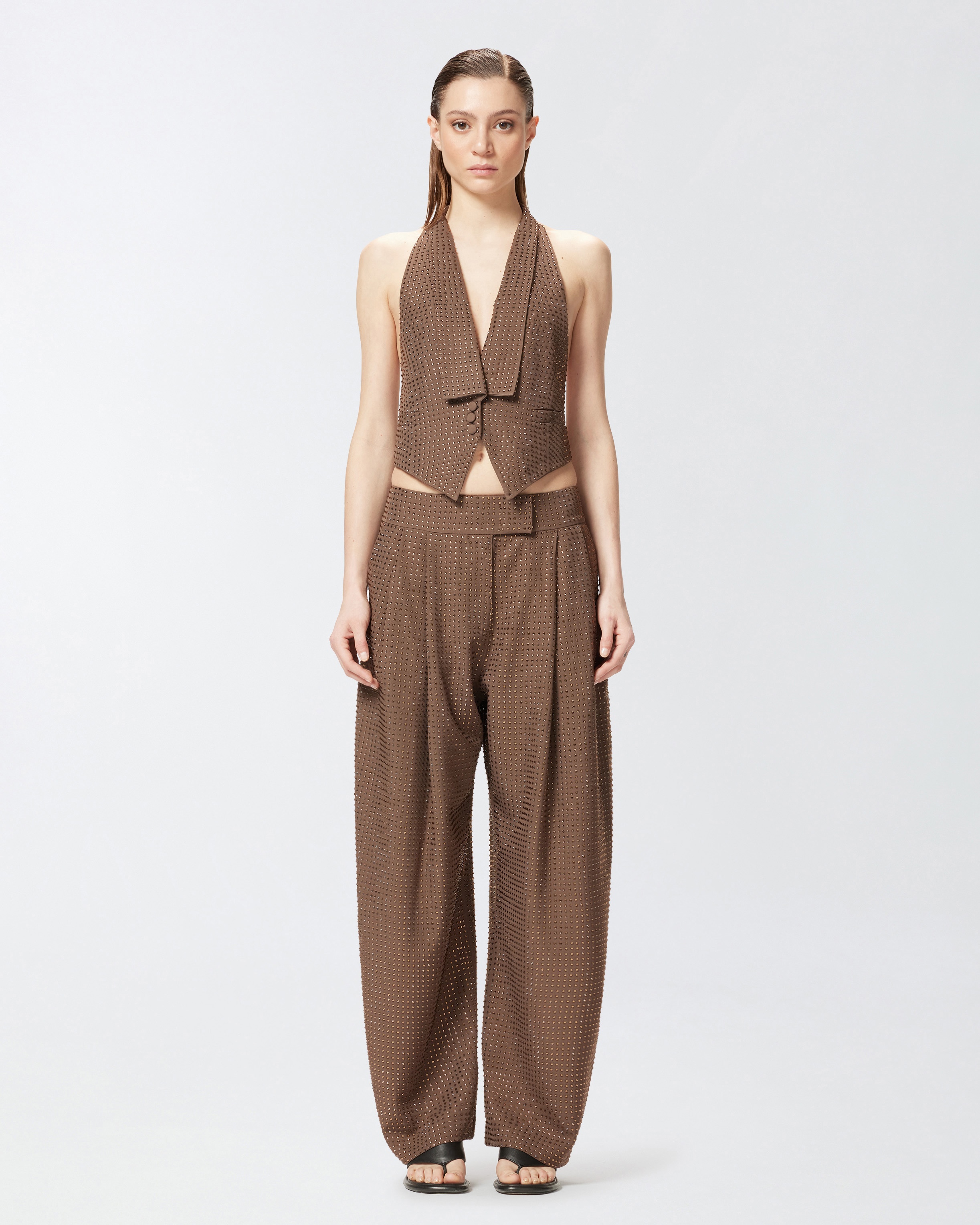 WIDE FULL RHINESTONE TROUSERS - 2