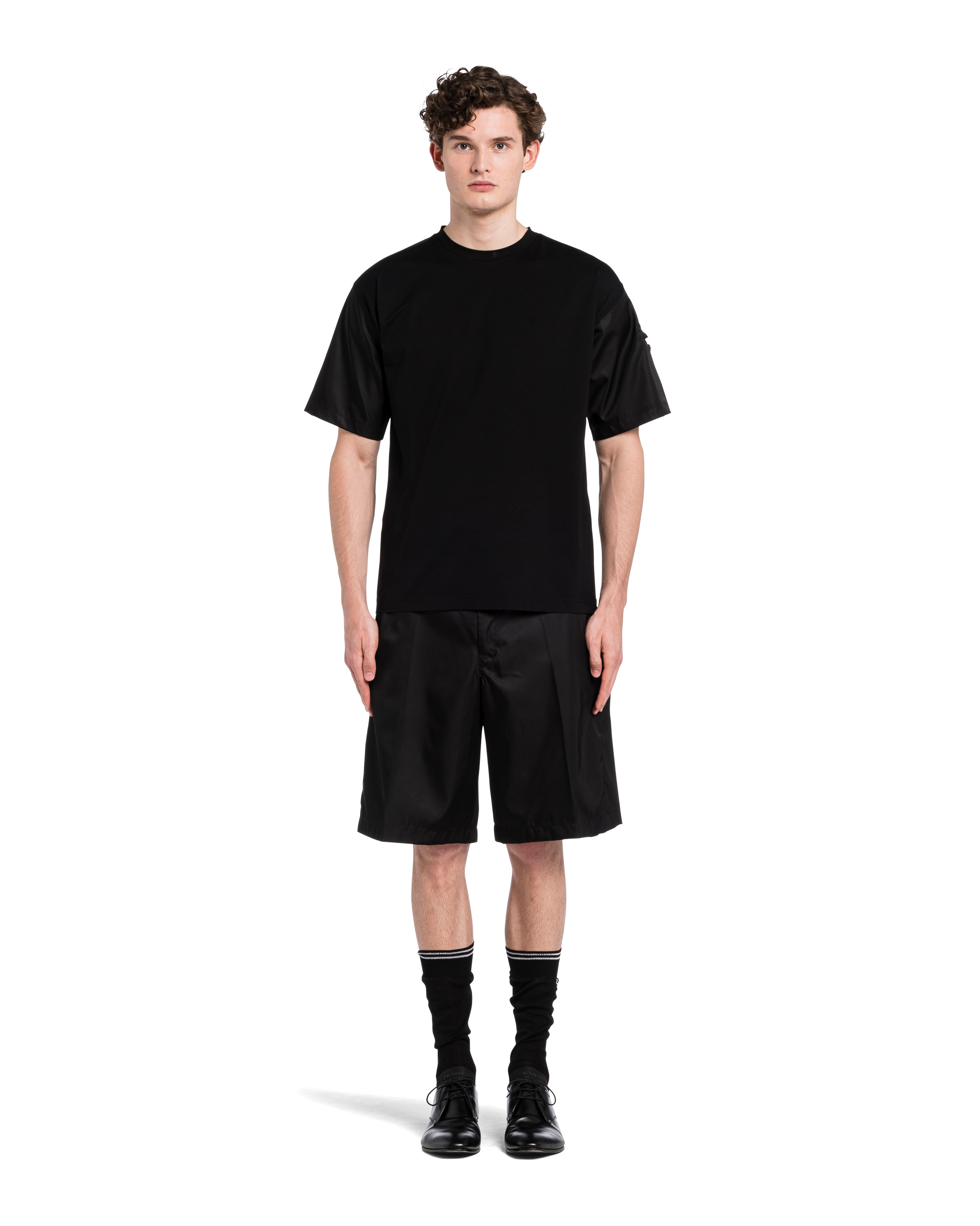 Stretch cotton T-shirt with Re-Nylon details - 2