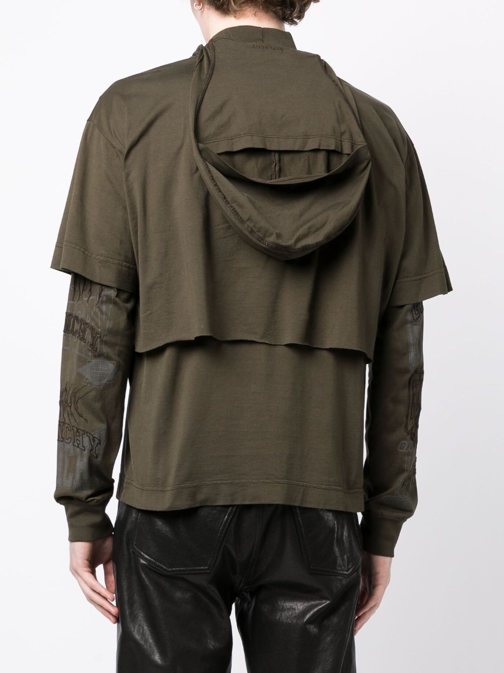 LOGO-EMBROIDERED LAYERED COTTON HOODIE - 2