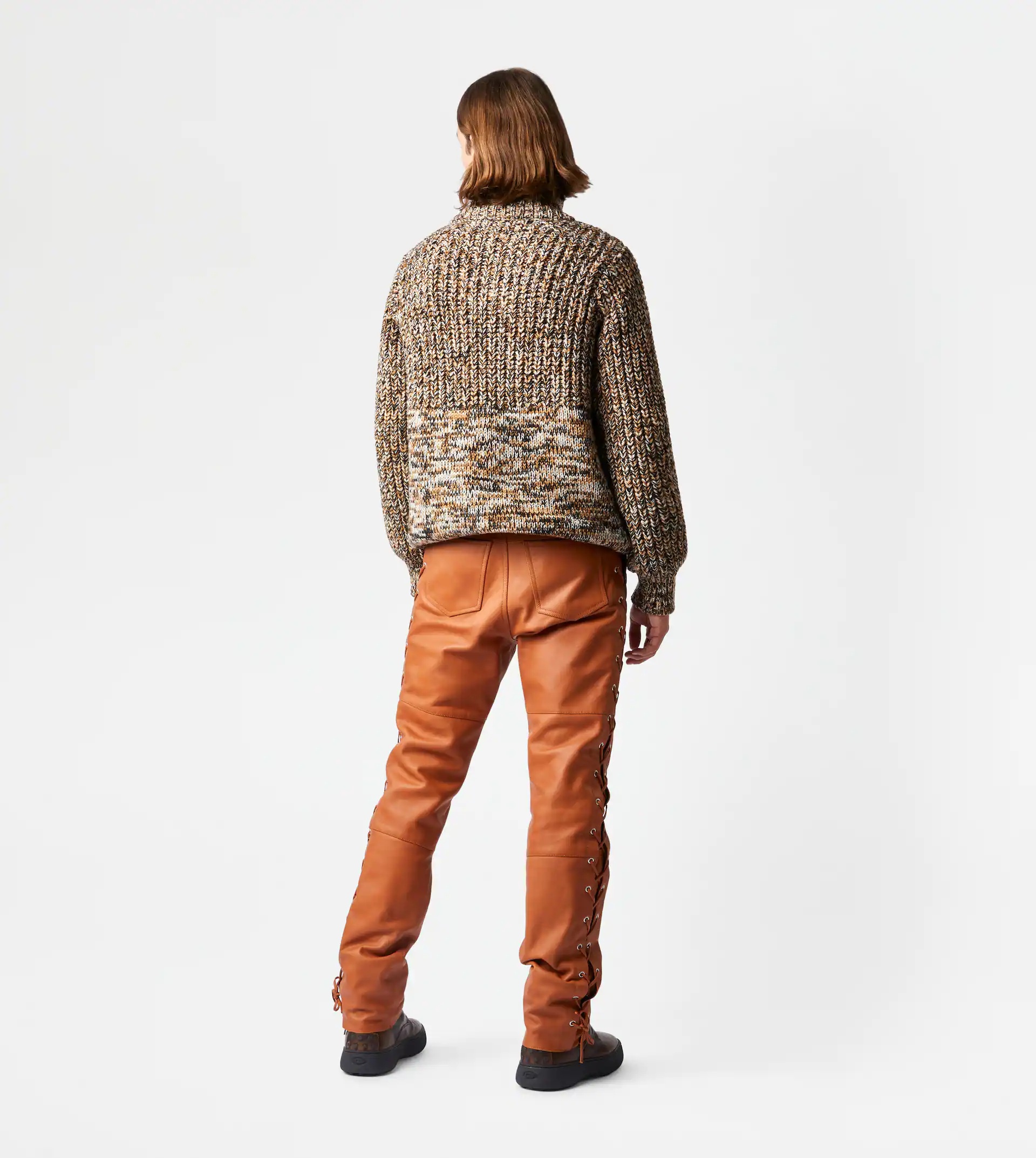 TOD'S TROUSERS IN LEATHER - BROWN - 3