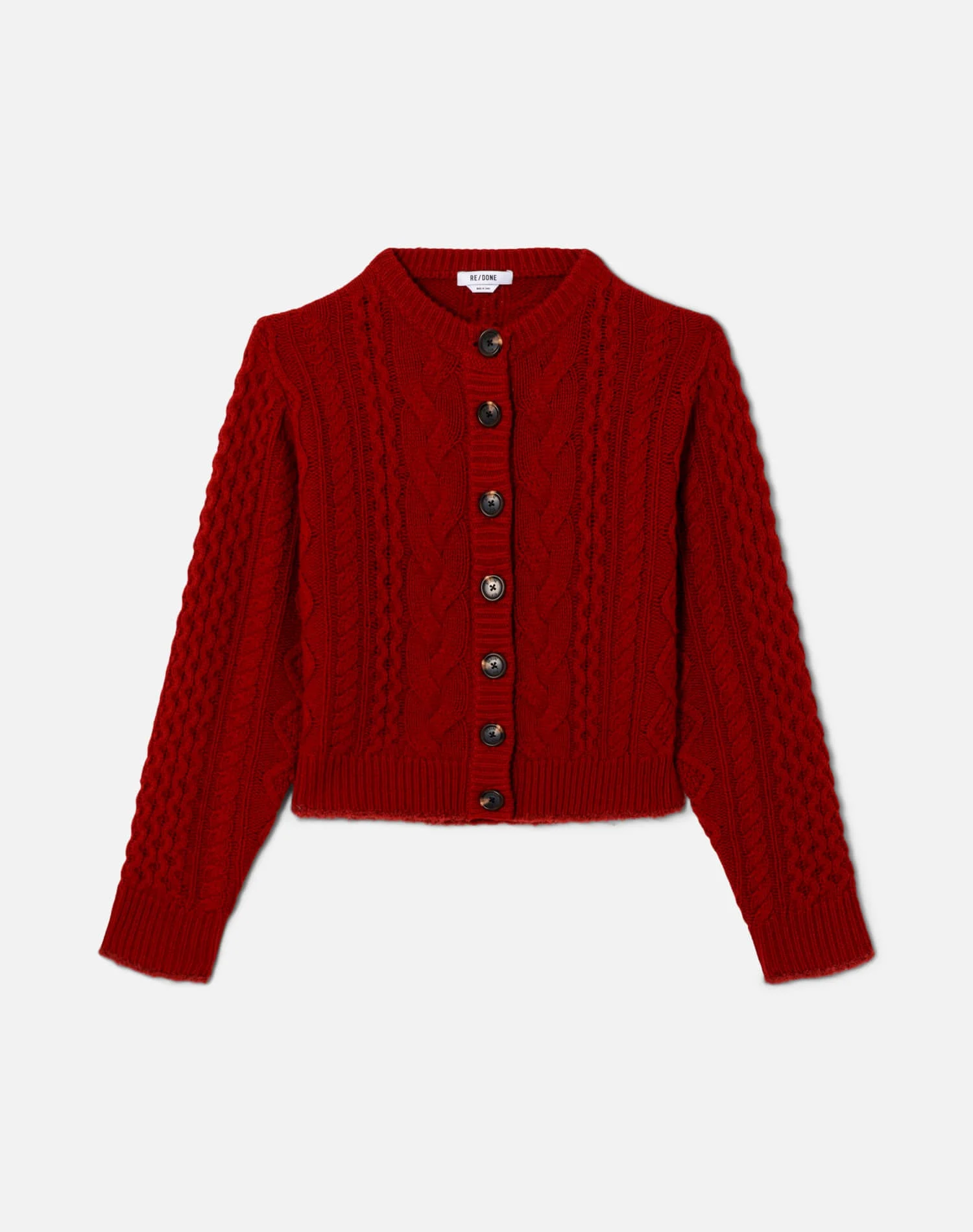 Cable Cardigan - Rosso - 1