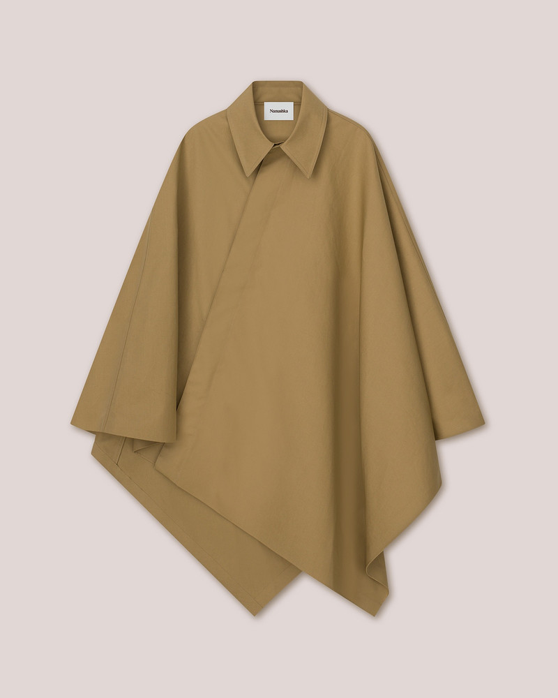 FAIZ - Technical canvas poncho - Khaki 1