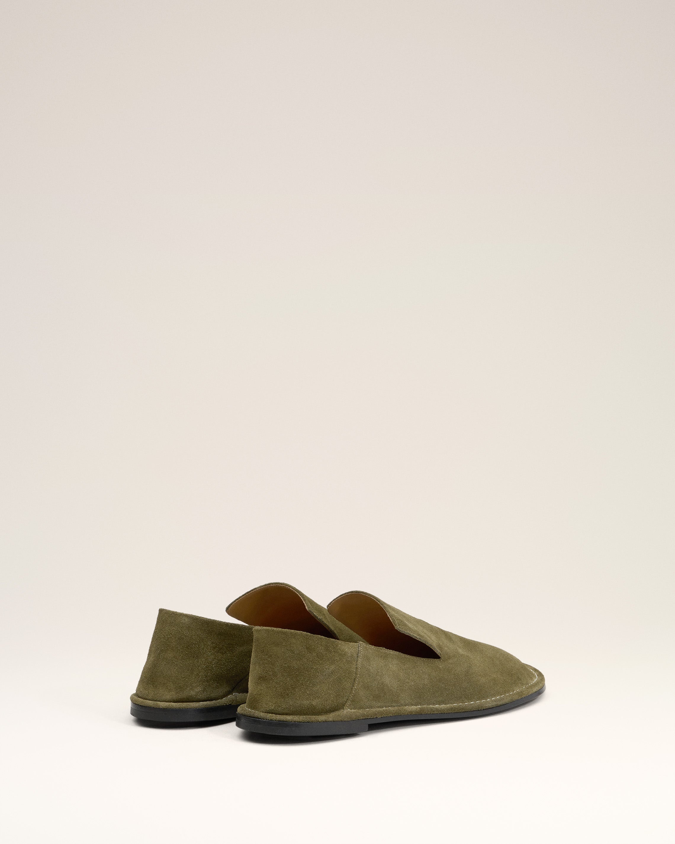 KHAKI LEATHER MIDI SLIPPERS - 4