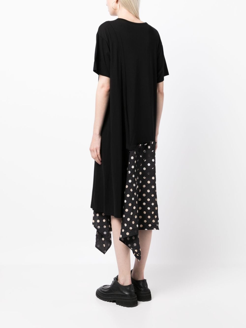 asymmetric polka-dot detailed dress - 4