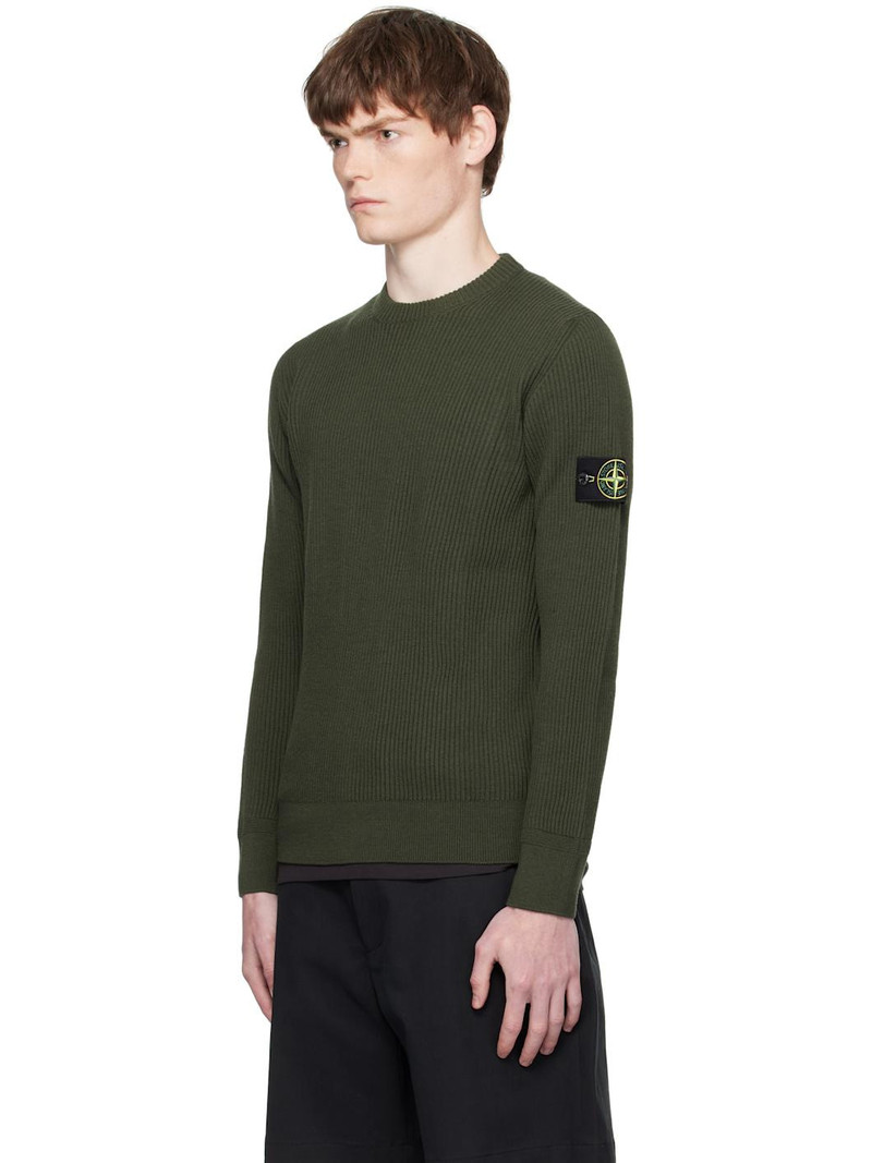 Stone Island Khaki 5100053 Full Rib RWS Wool Sweater outlook