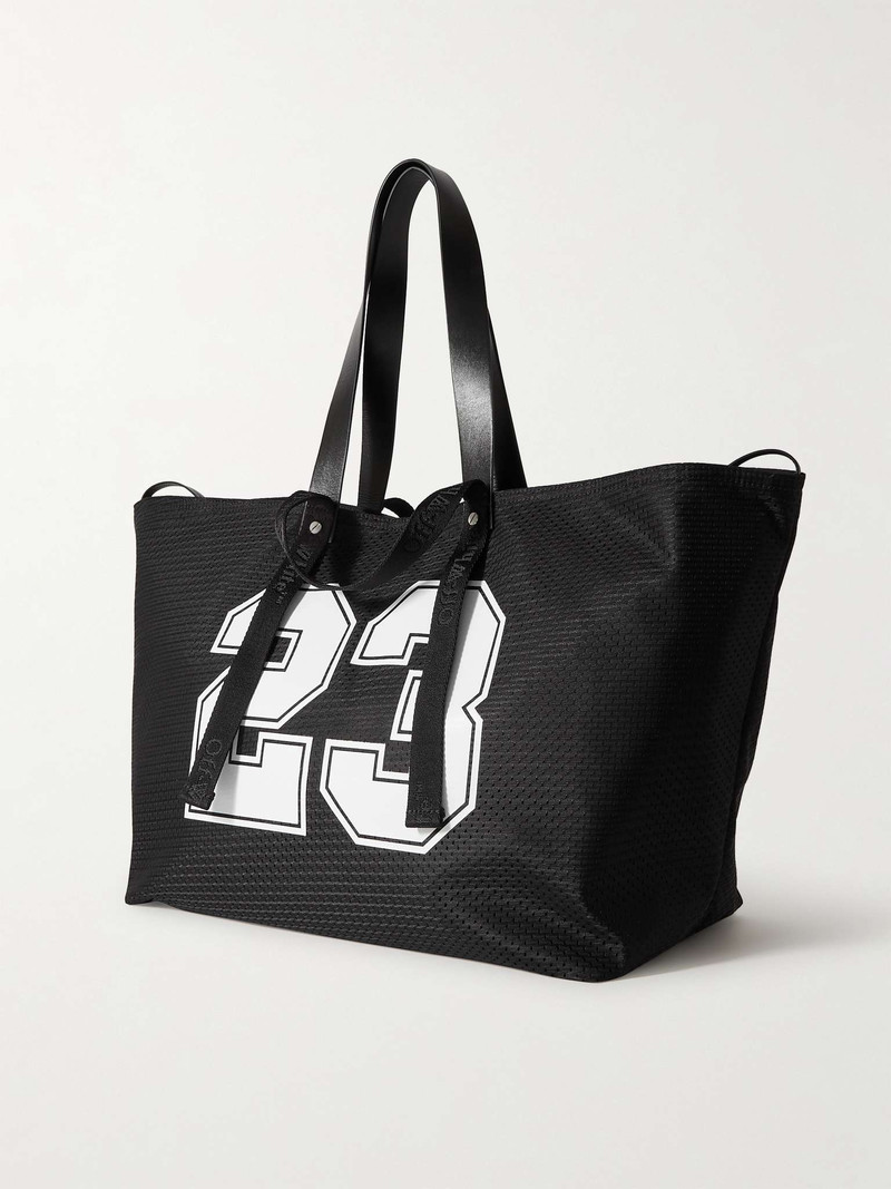 Leather and Webbing-Trimmed Printed Mesh Tote 4