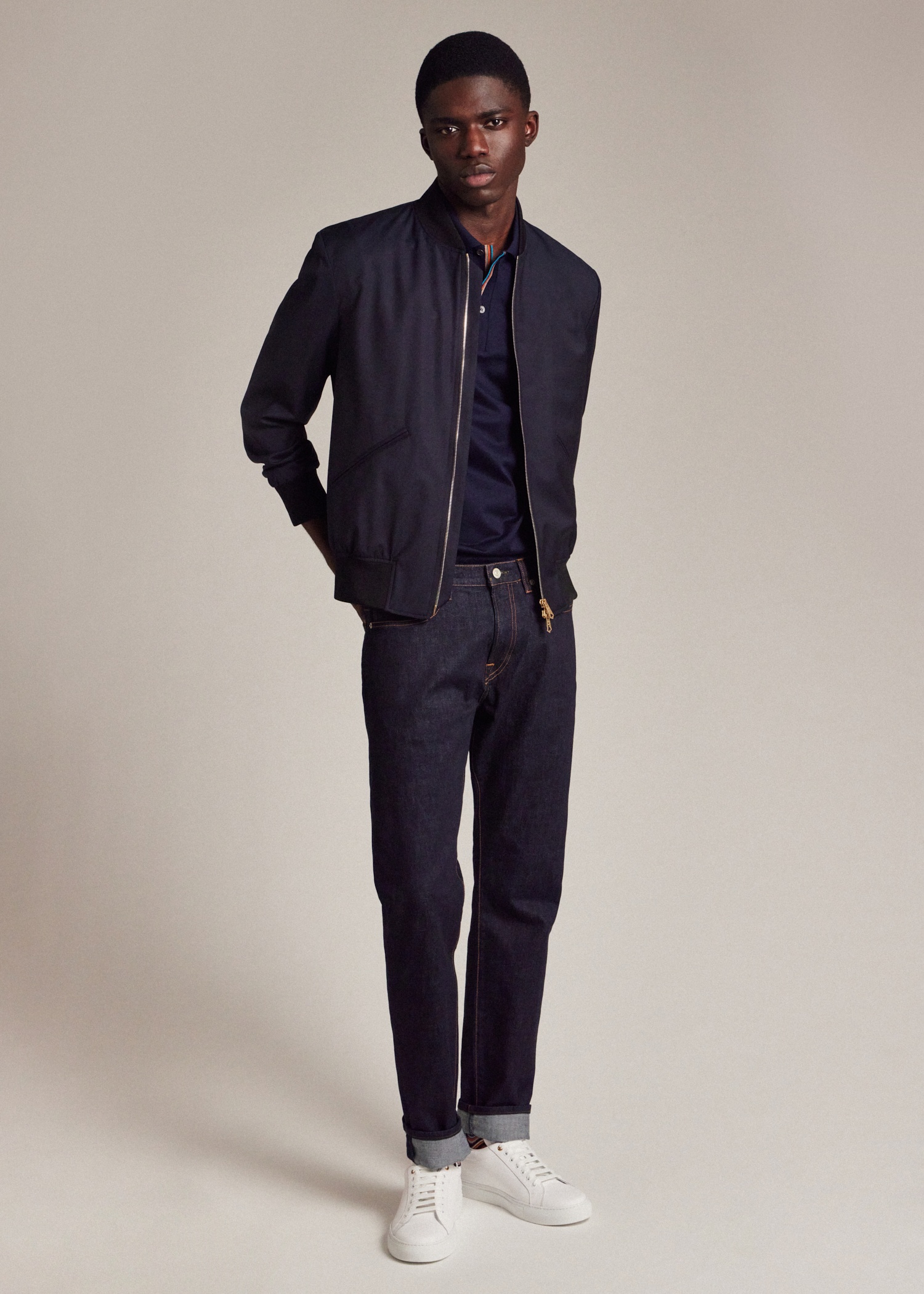Dark Navy 'Signature Stripe' Trim Polo Shirt - 3