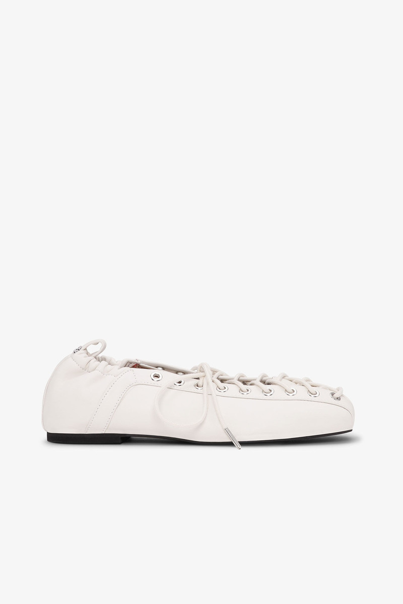 OFF-WHITE EYELETS LACE UP BALLERINAS 1