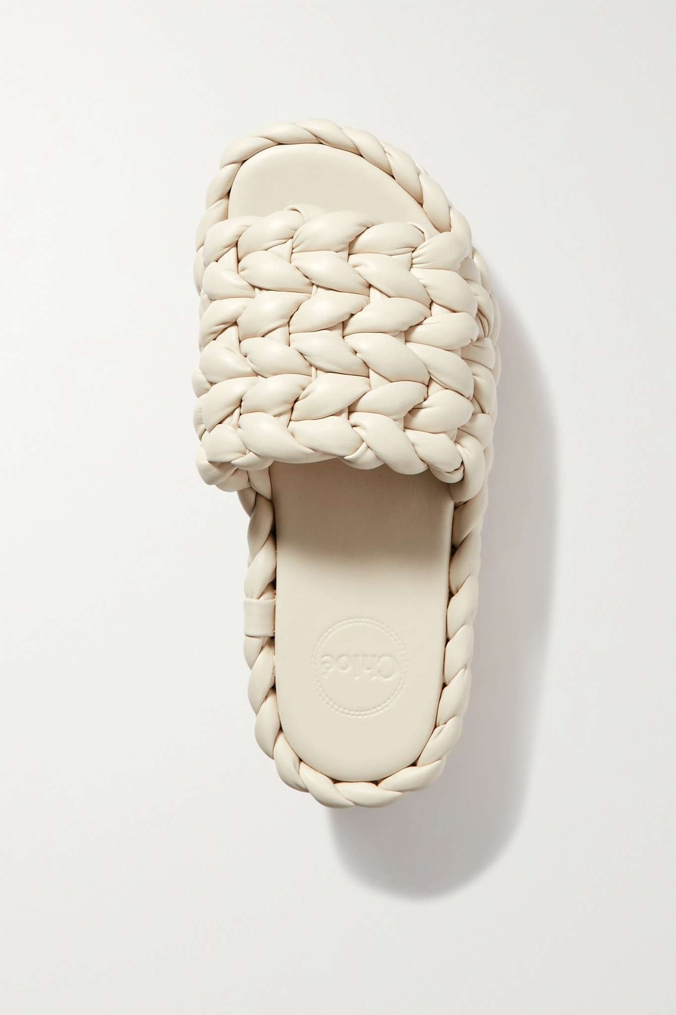 Wavy woven leather slides - 1