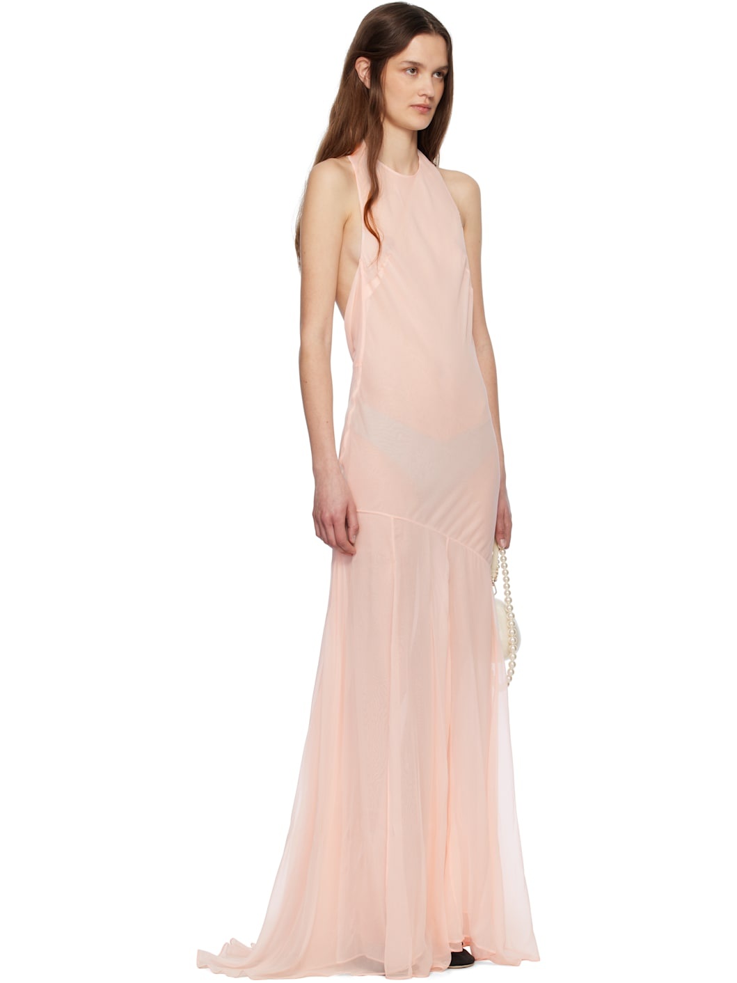 Pink Bow Detail Halter Maxi Dress - 2