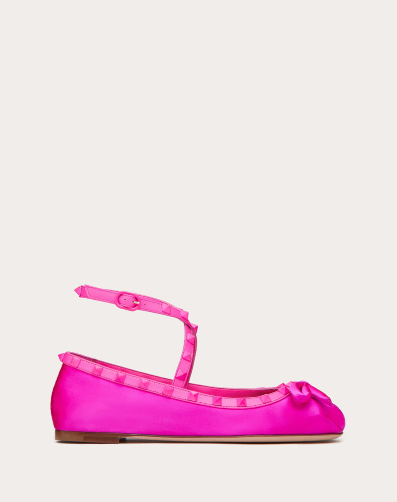 ROCKSTUD SATIN BALLERINAS WITH TONE-ON-TONE STUDS - 1