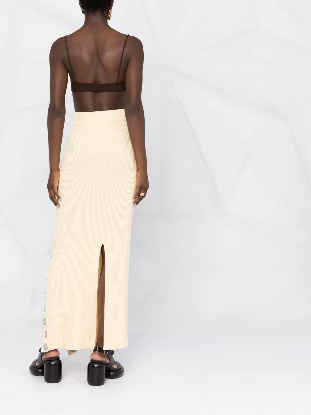 snap-button rib-knit maxi skirt - 4