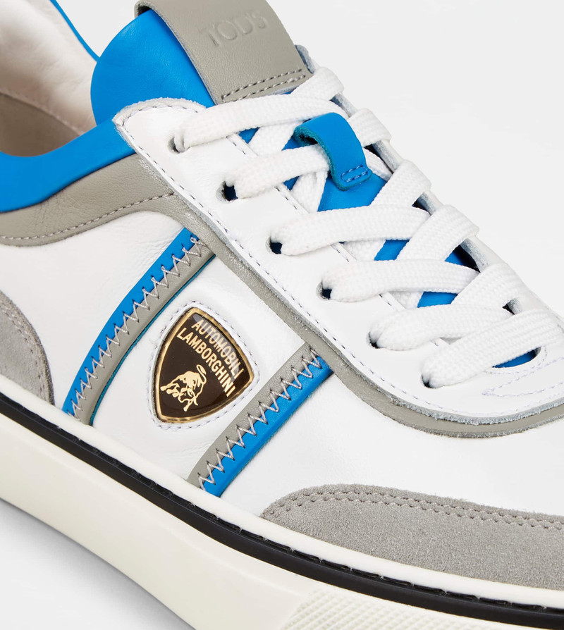 SNEAKERS IN LEATHER - GREY, WHITE, LIGHT BLUE 5
