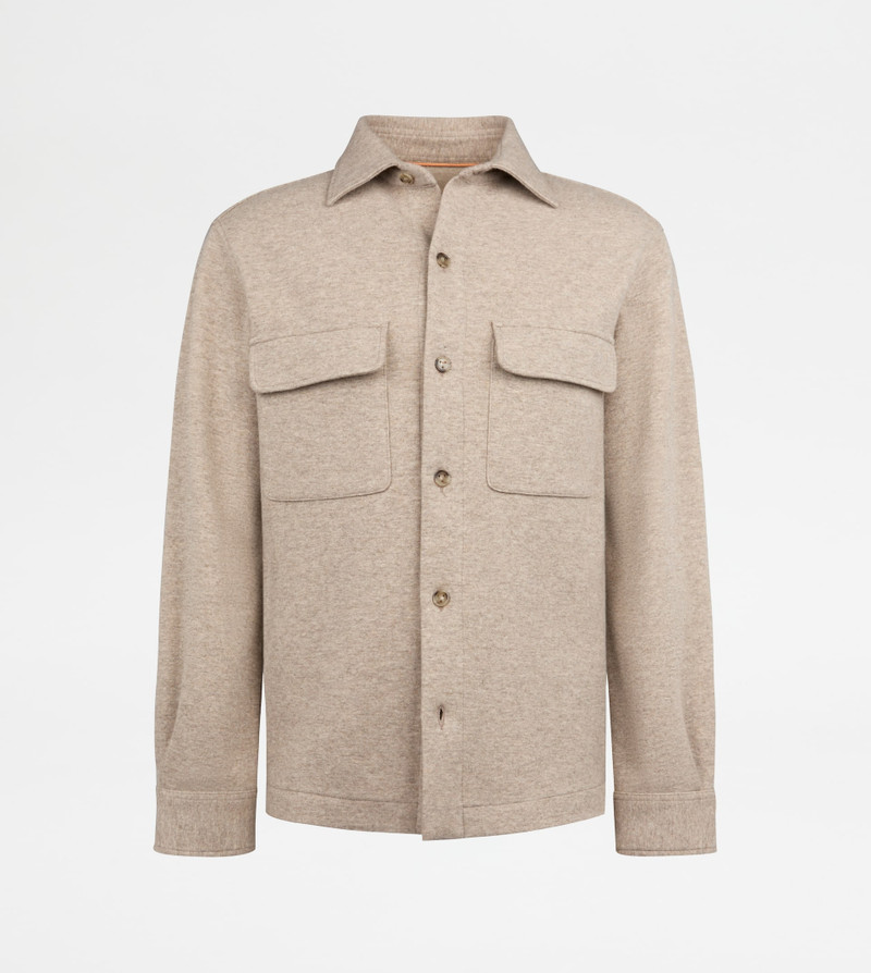 SHIRT JACKET IN CASHMERE BLEND JERSEY - BEIGE 1