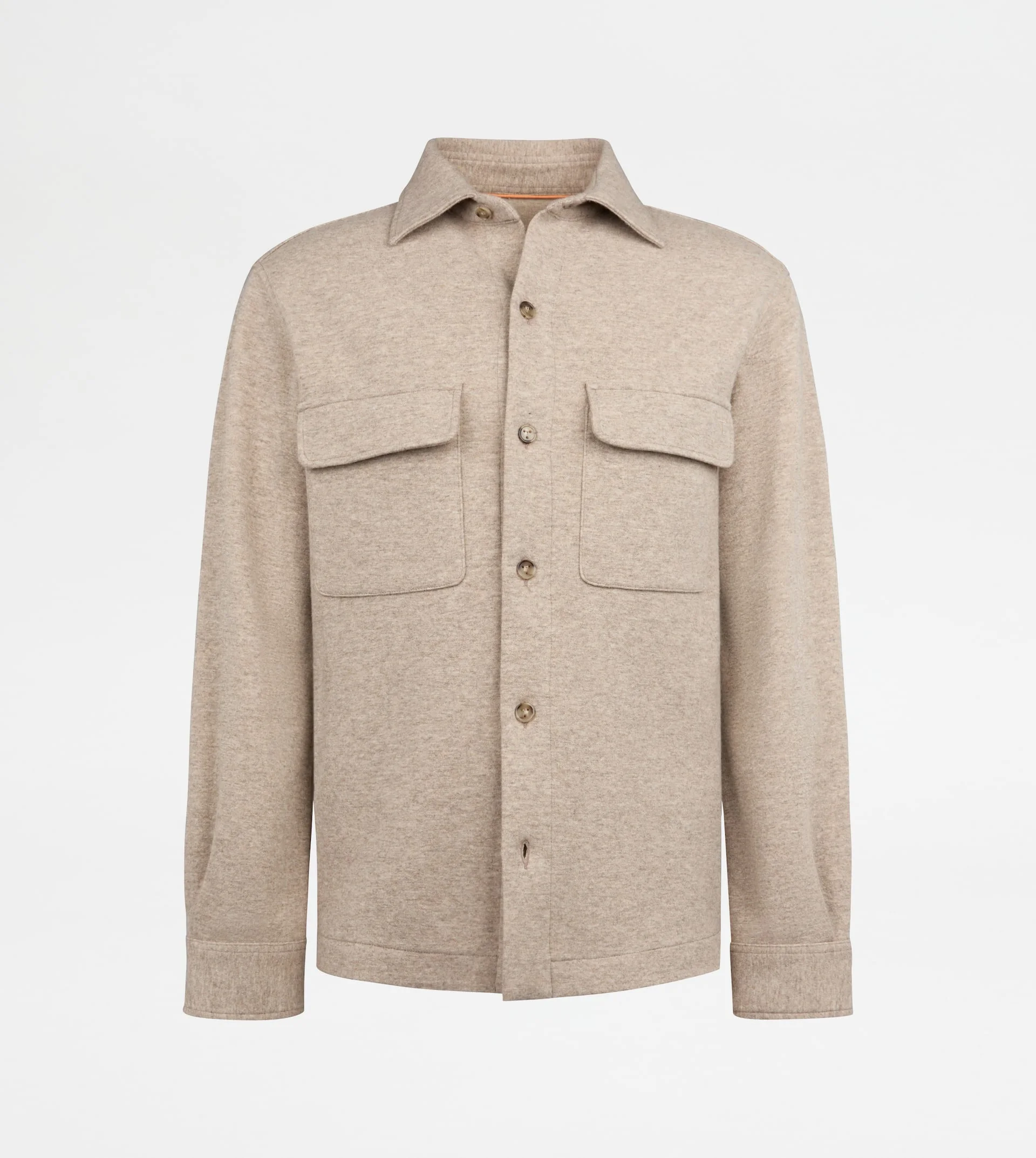 SHIRT JACKET IN CASHMERE BLEND JERSEY - BEIGE - 1
