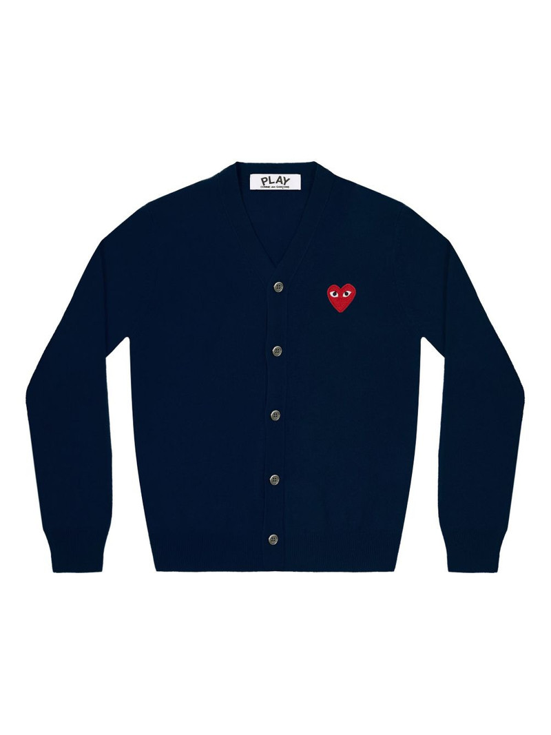 heart-patch V-neck cardigan 1