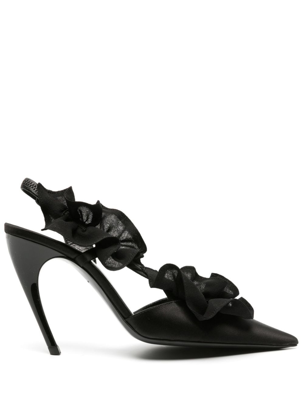 115mm ruffle-detail satin pumps - 1