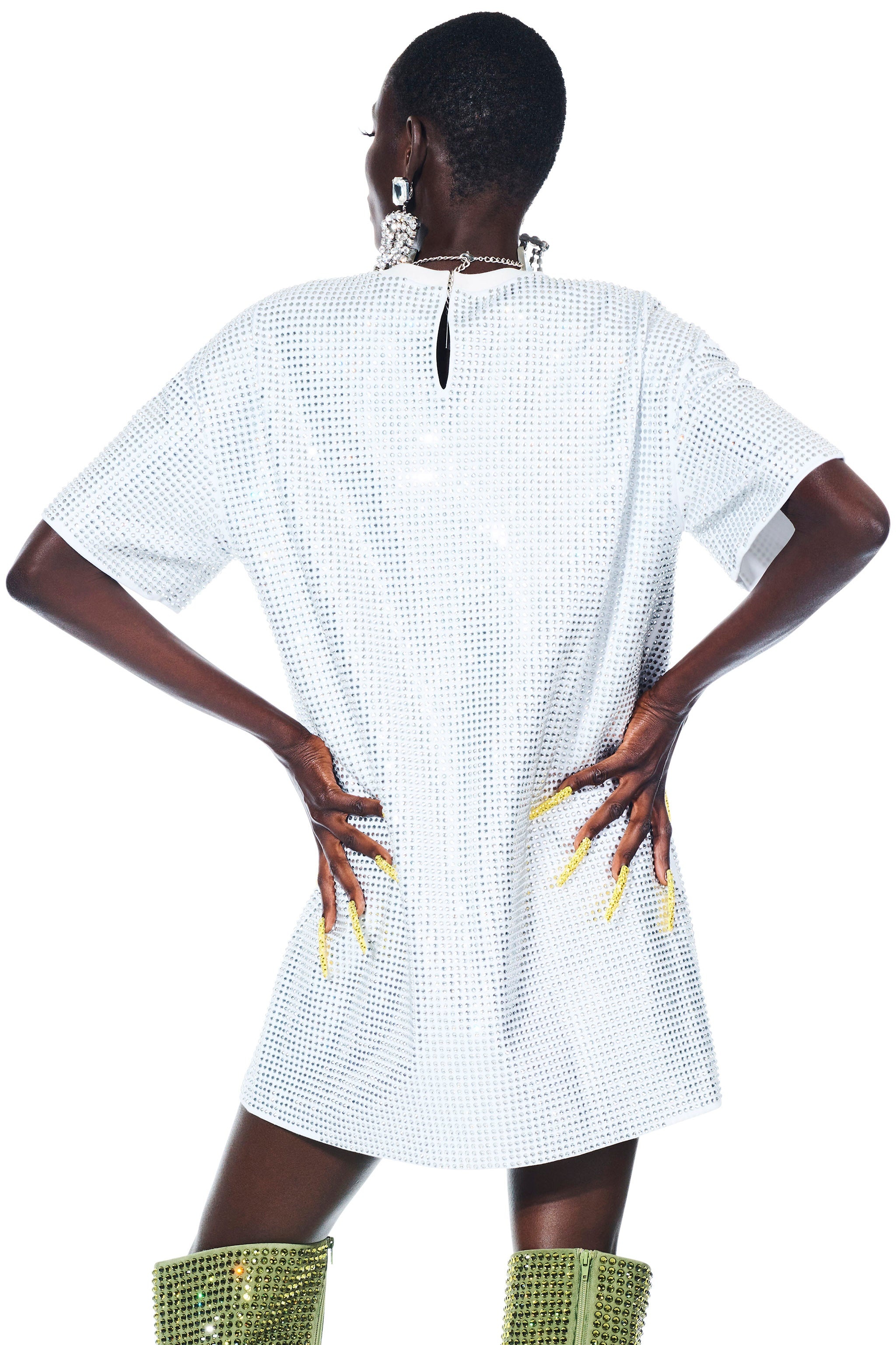 CRYSTAL EMBELLISHED T-SHIRT DRESS - 2