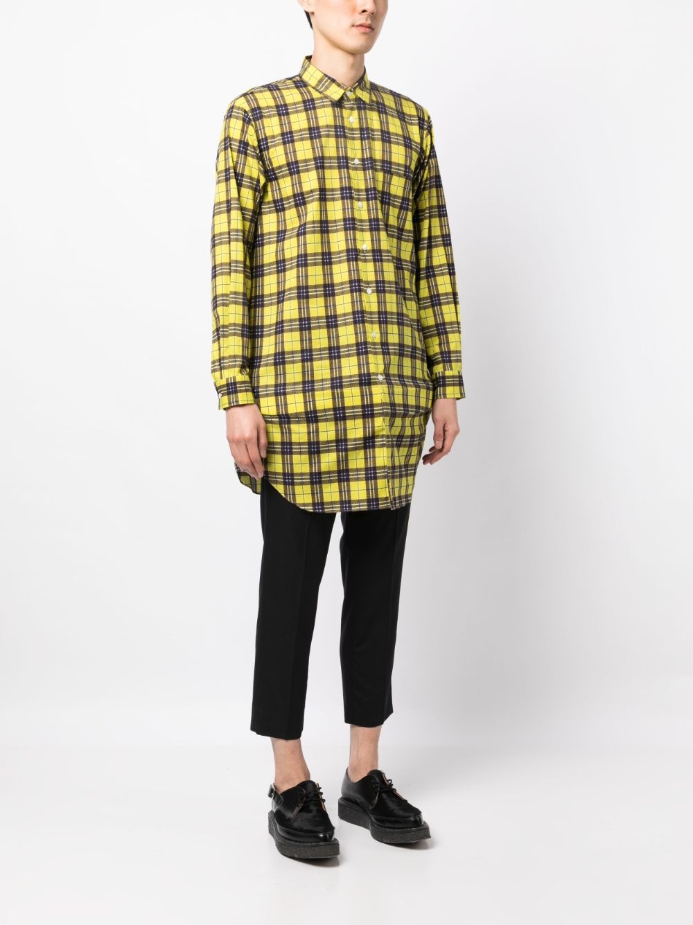 checked long-sleeve cotton shirt - 3