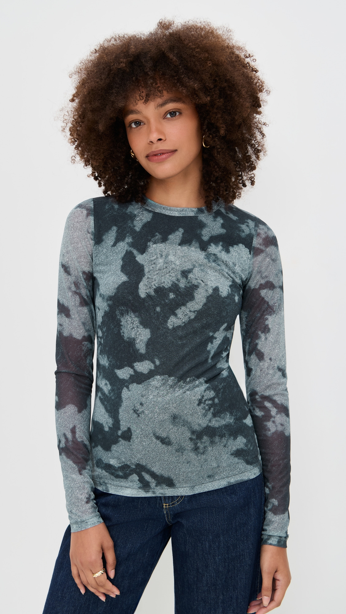 Yana Printed Mesh Long Sleeve Tee - 6