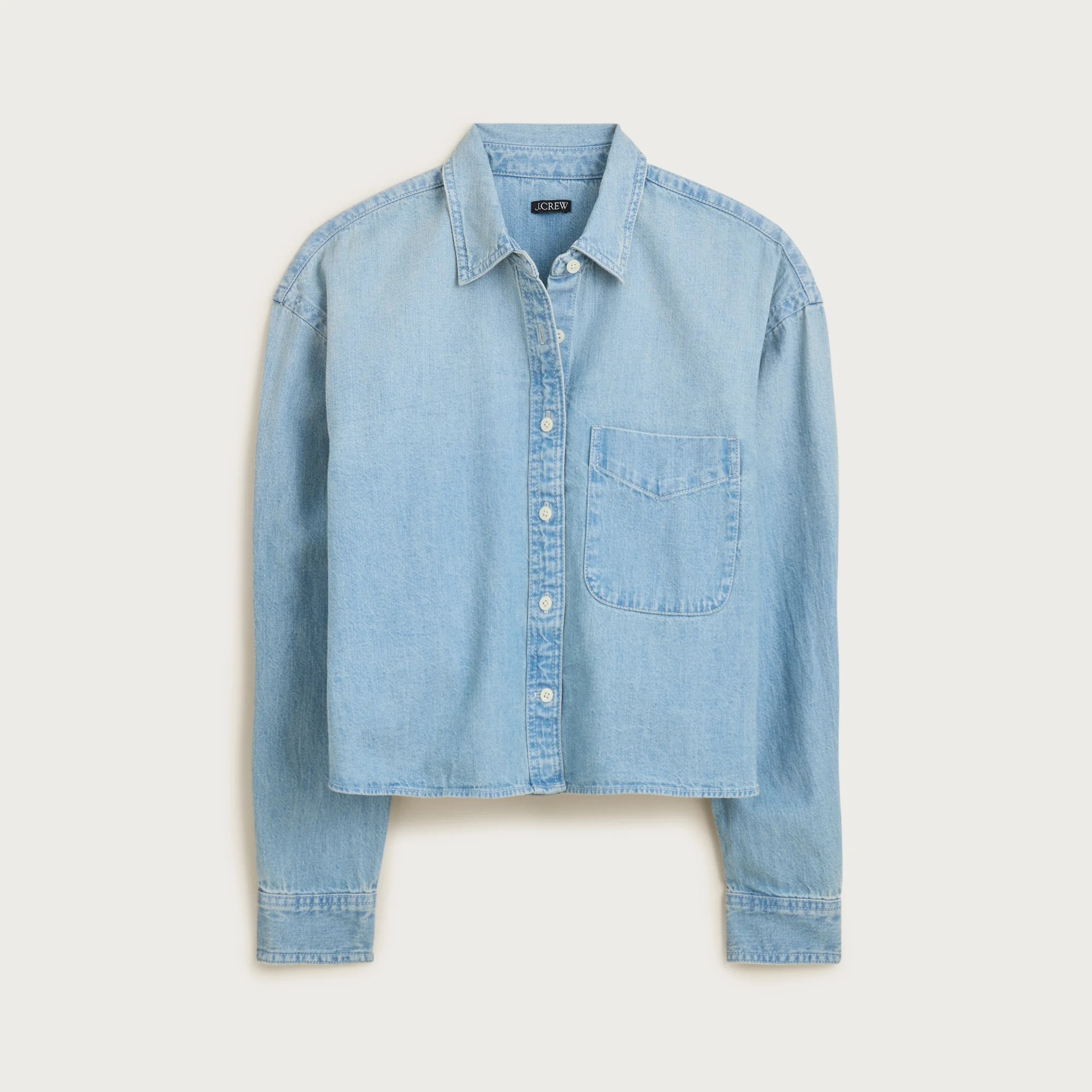 Étienne cropped button-up shirt in chambray - 1