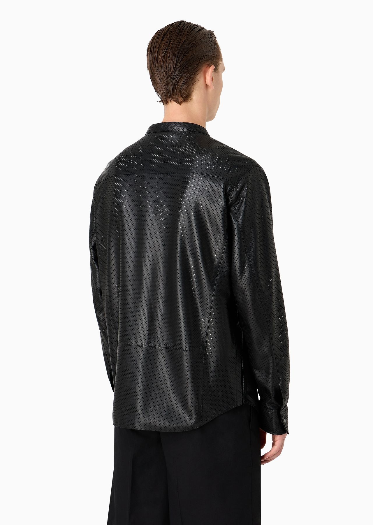 Shirt jacket in perforated, semi-aniline nappa lambskin - 3