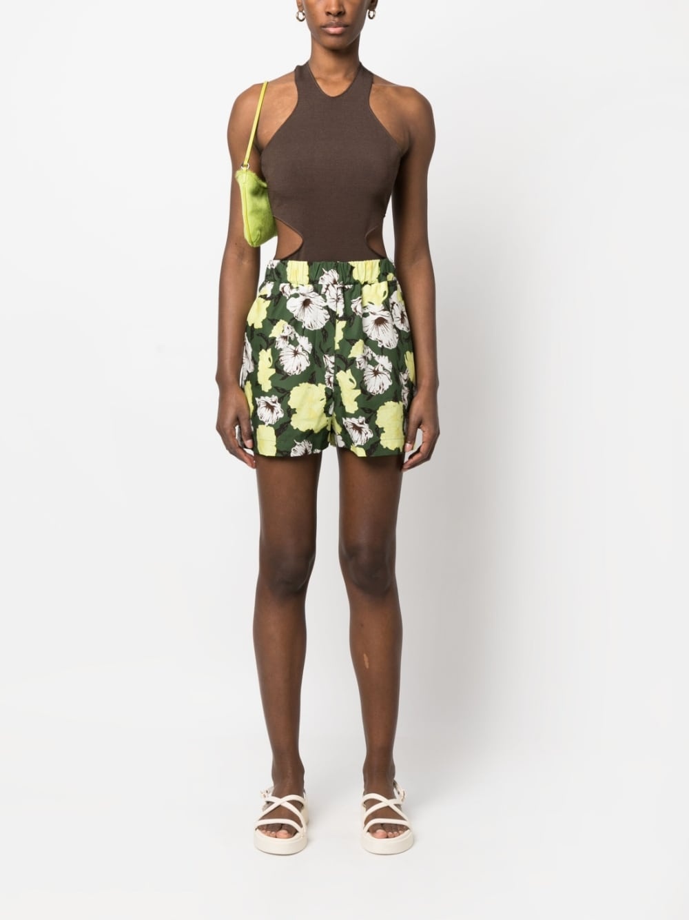 floral-print cotton shorts - 2