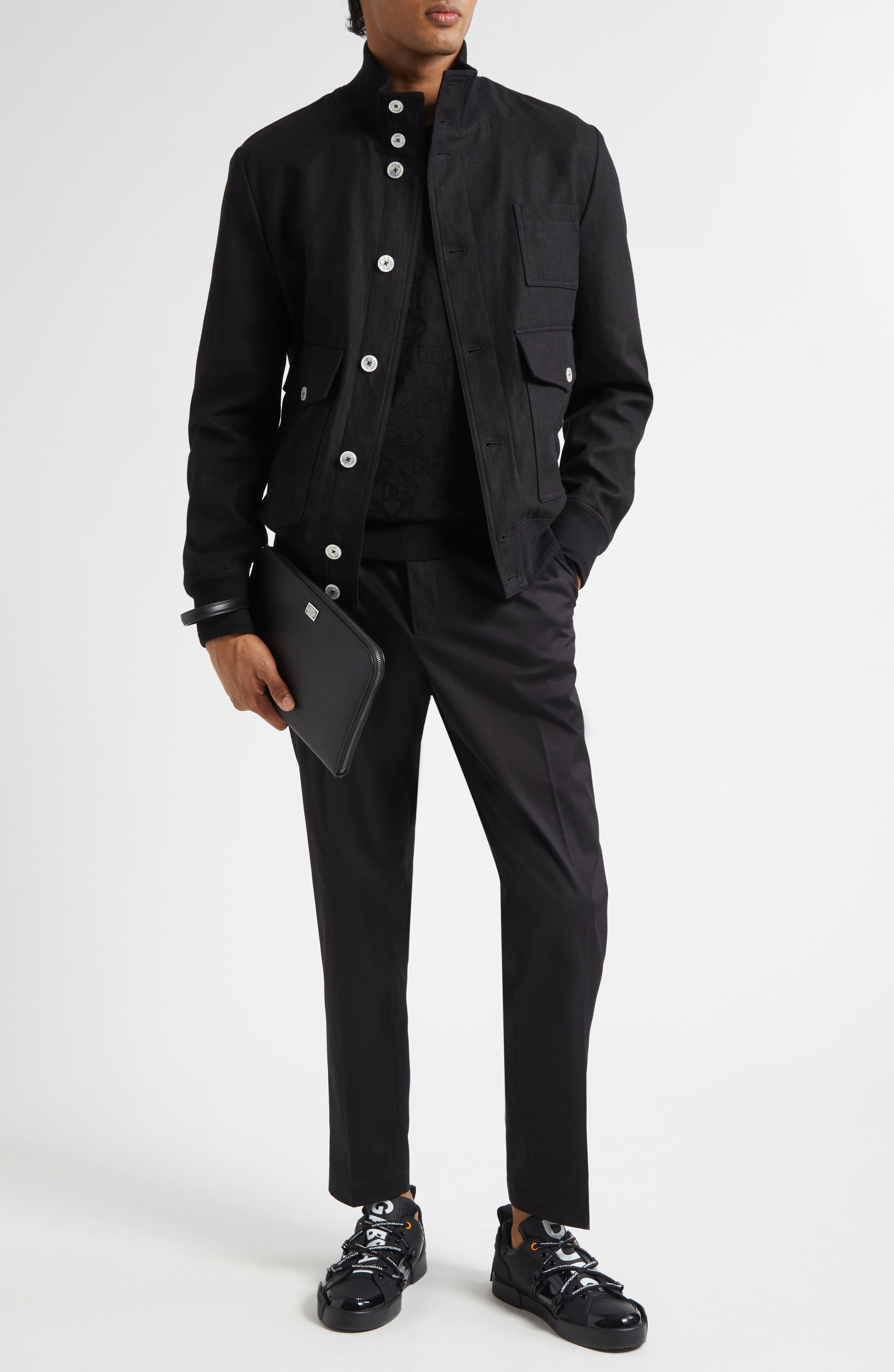 Dolce&Gabbana Cotton Stretch Gabardine Trousers in N0000 Nero at Nordstrom - 2