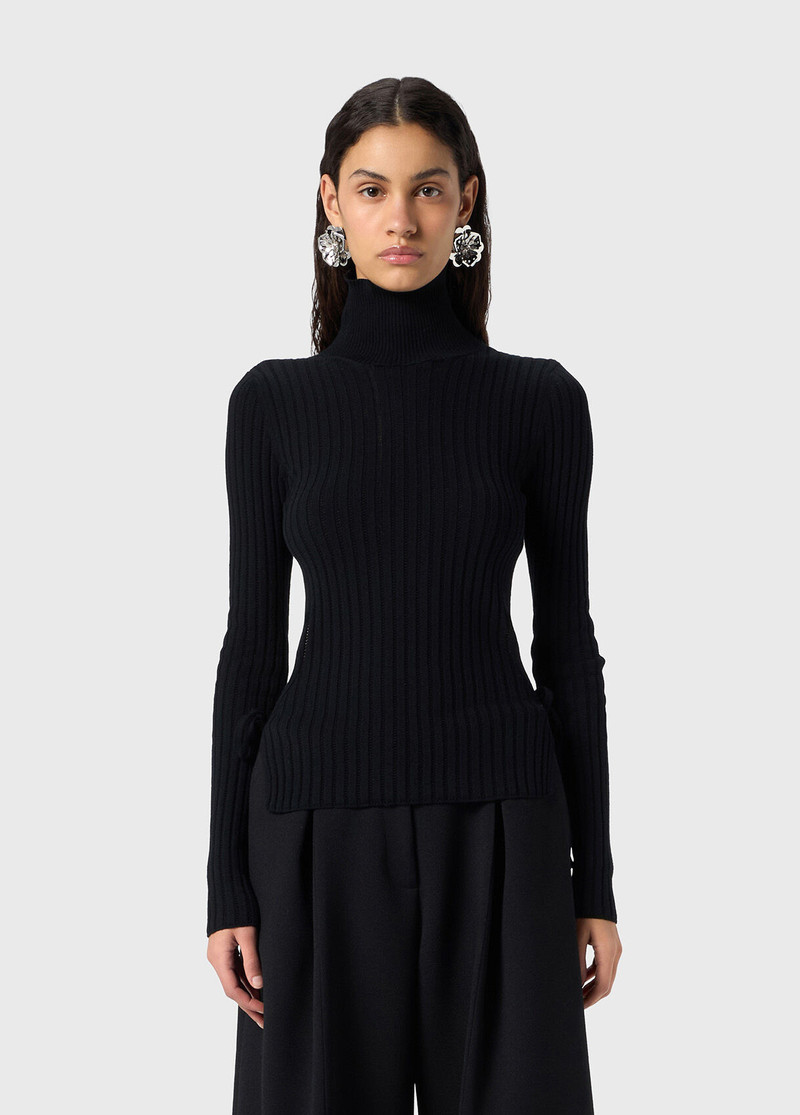 Blumarine RIBBED TOP WITH CUT-OUT AND TIES outlook