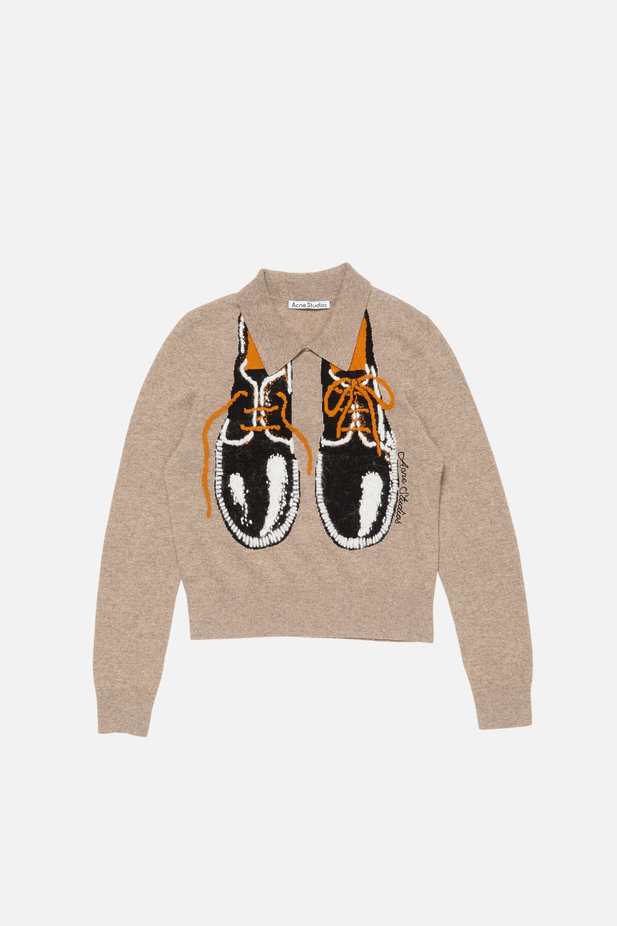 Yak wool polo sweater - Greige melange - 1