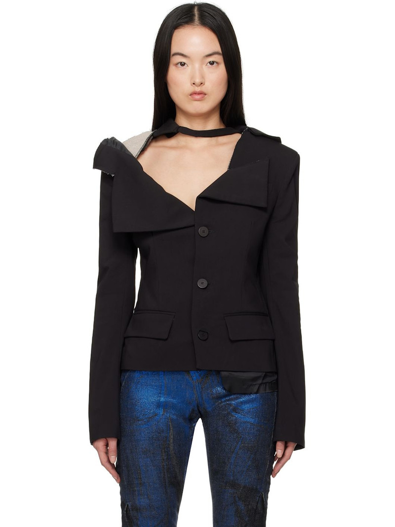 Black Off-Shoulder Blazer 1