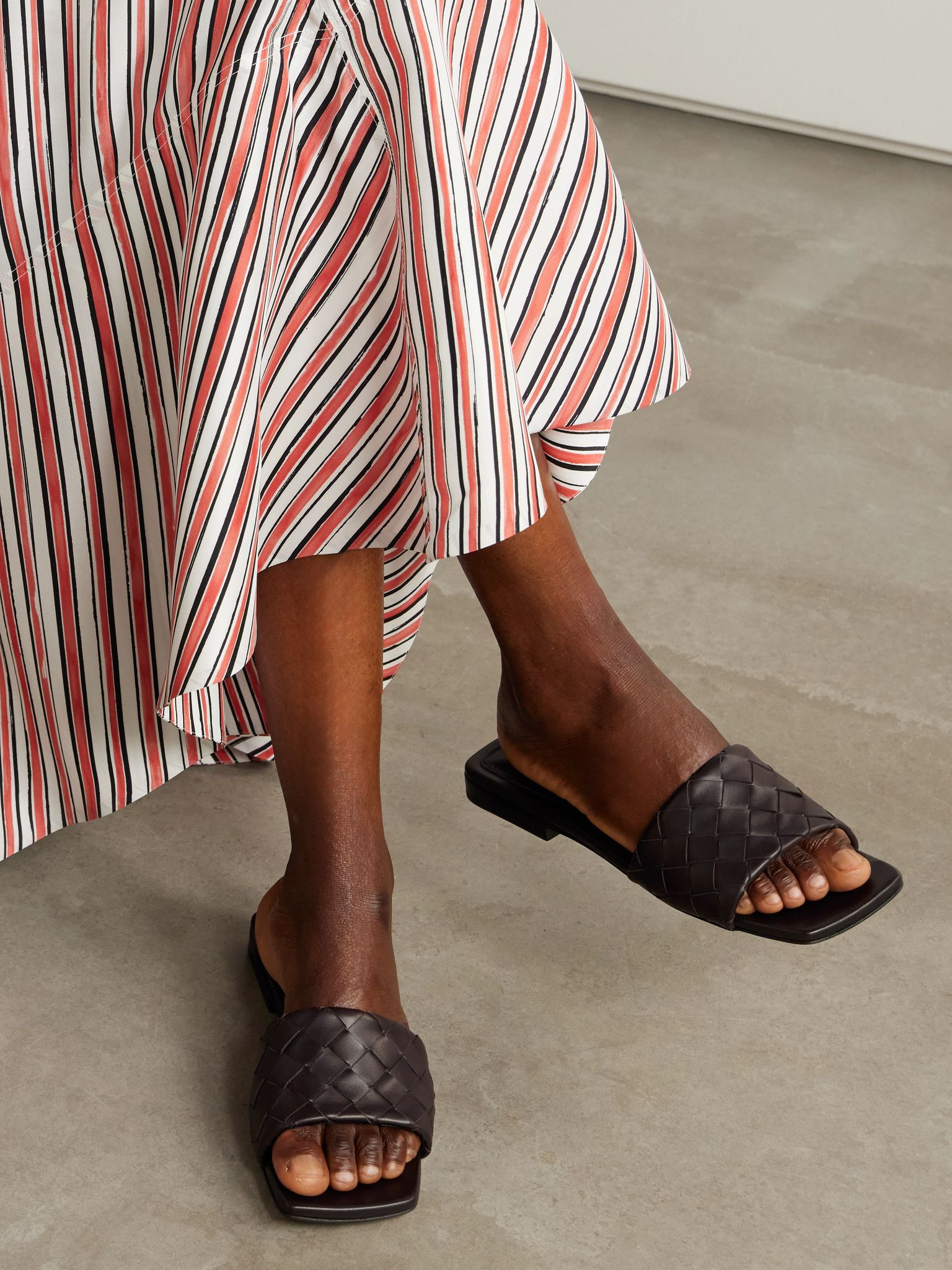 Riva intrecciato leather slides Brown - 2