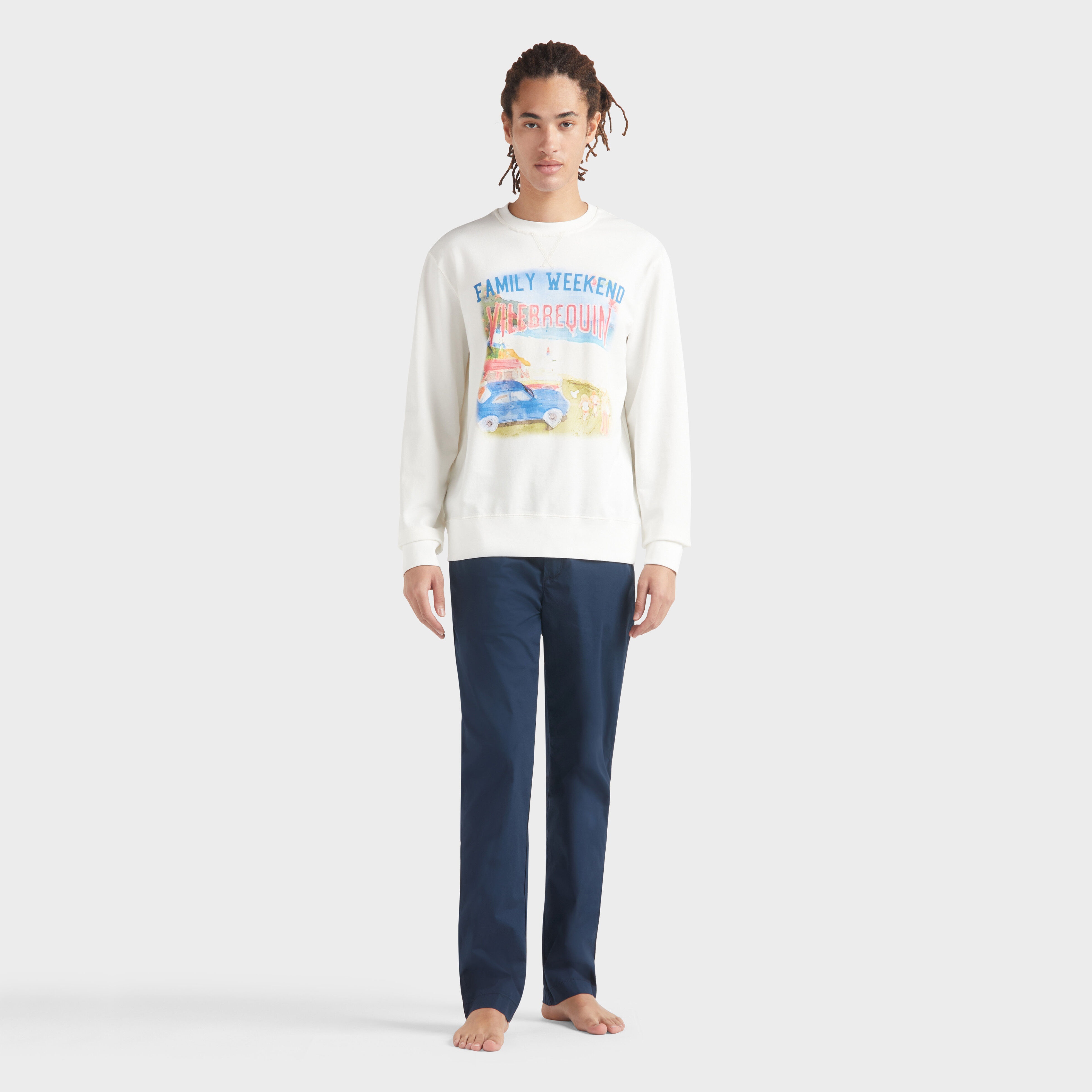 Men Cotton Crewneck Sweatshirt Family Week-end - 3
