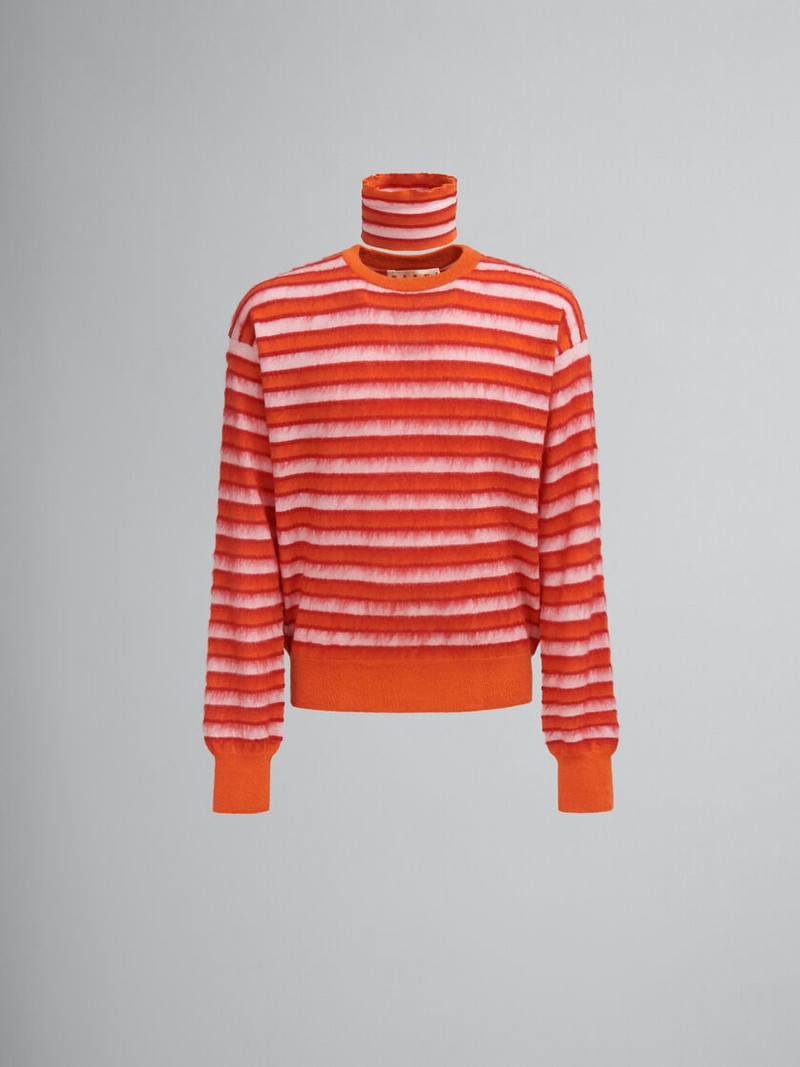 PINK AND ORANGE STRIPED WOOL-MOHAIR JUMPER 1