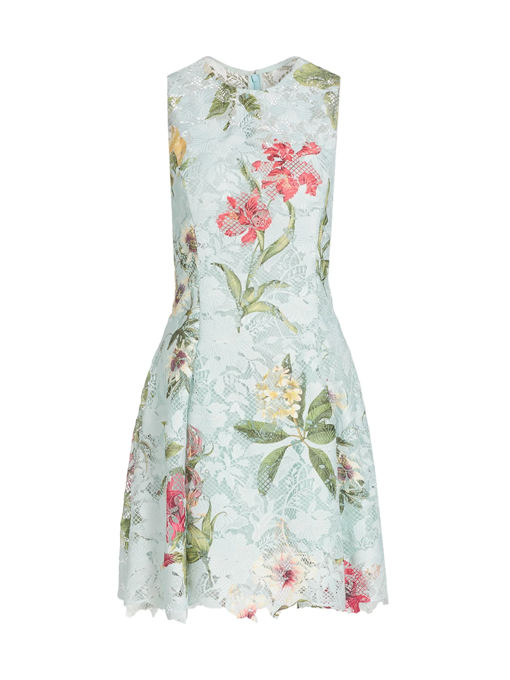 Women's Floral Print Lace Minidress - Saltwater Multi - 1