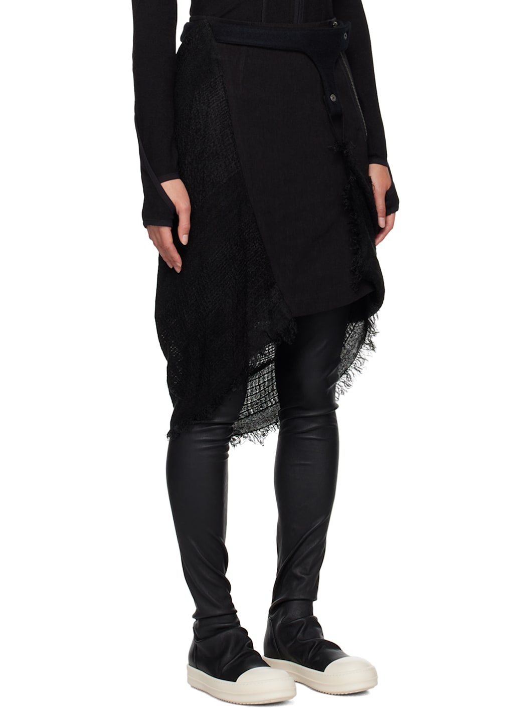 Black Fringed Midi Skirt - 2