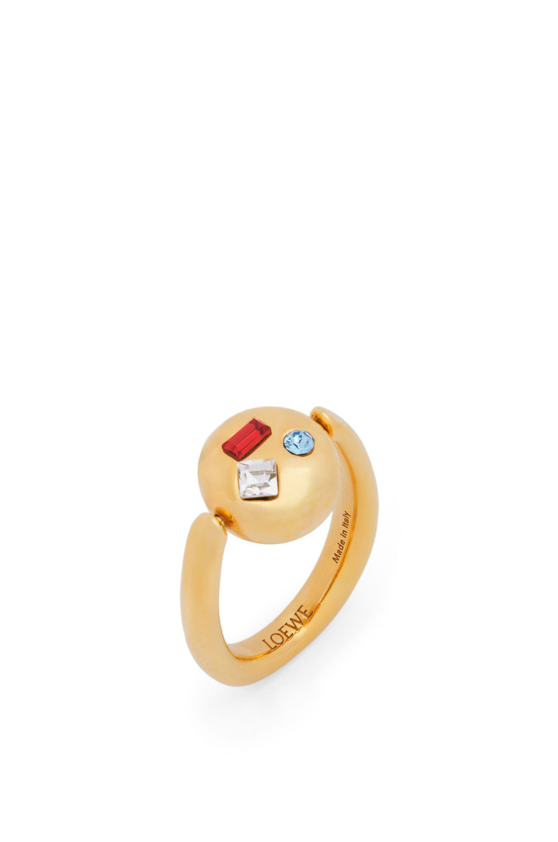 Anagram Pebble ring in sterling silver and crystals 4