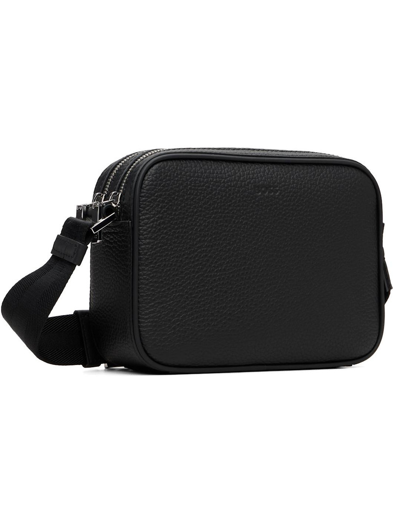 BOSS Black Embossed Logo Leather Crossbody Bag outlook