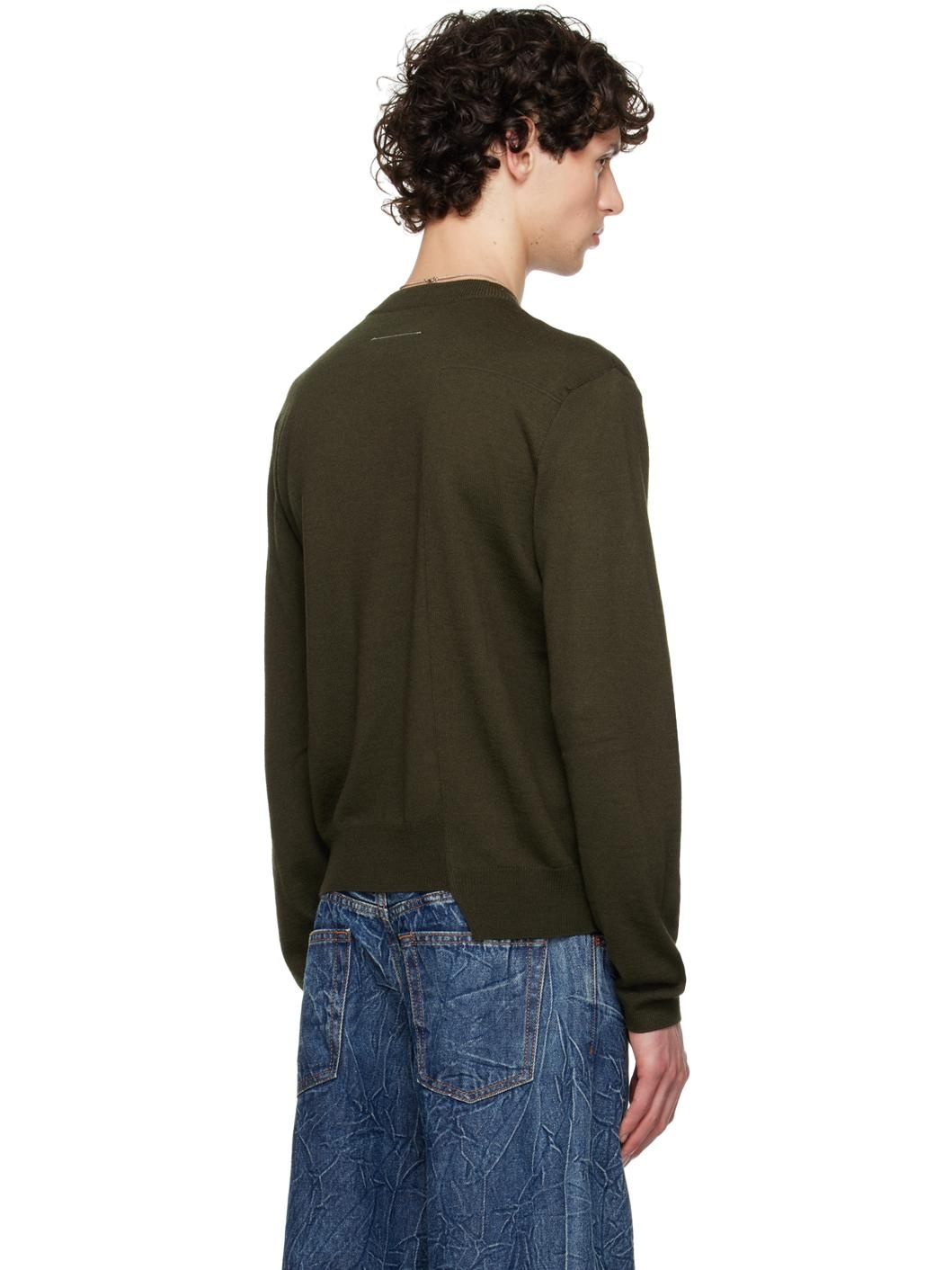 Khaki Paneled Sweater - 3