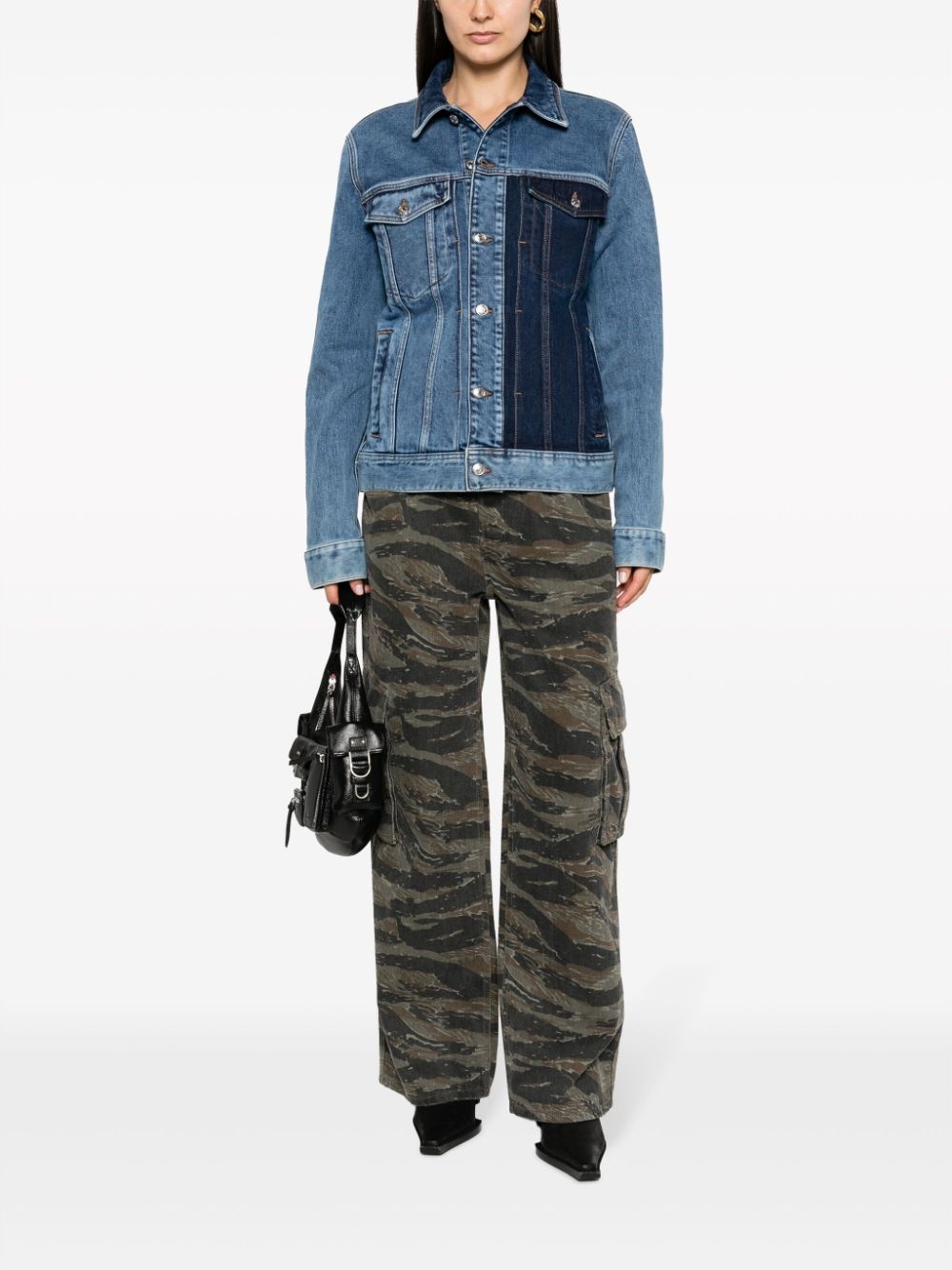 colour-block stretch-cotton denim jacket - 3