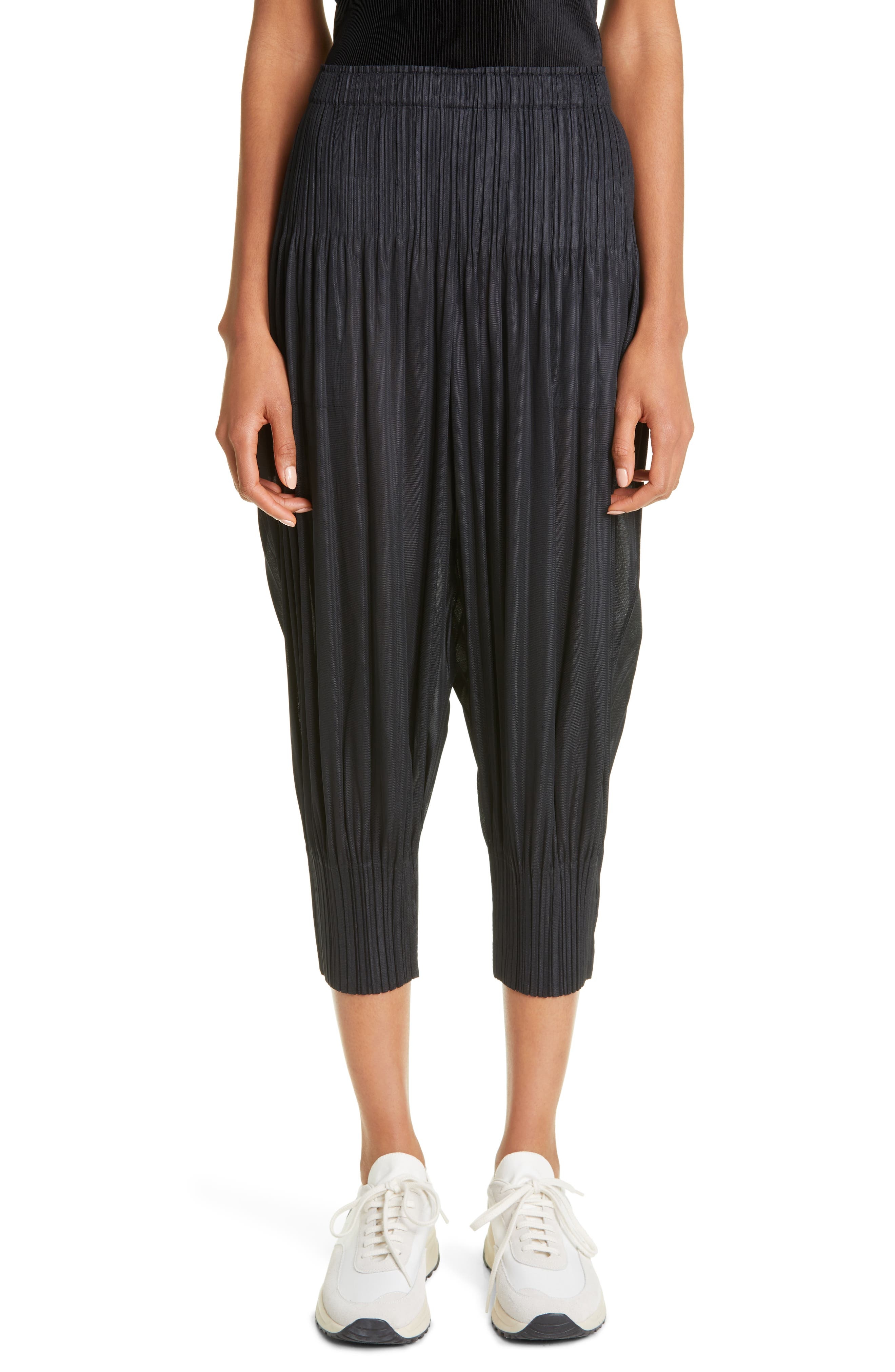 Pleats Please Issey Miyake Fluffy Basics Pants in 15-Black at Nordstrom - 1