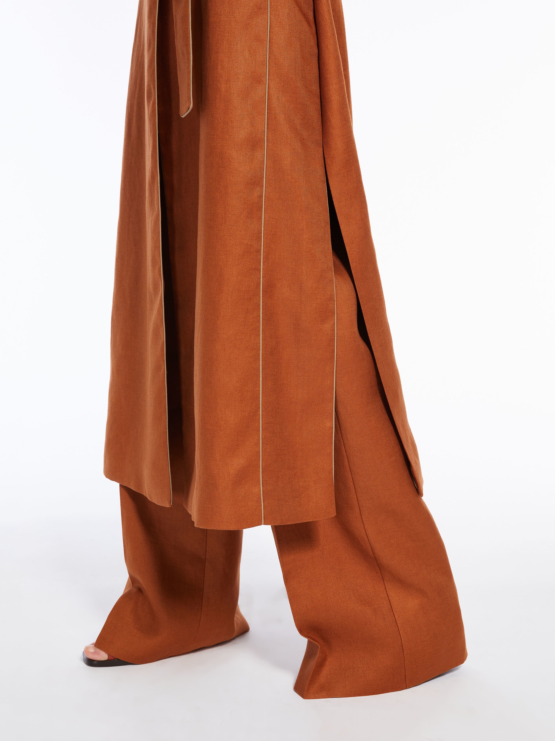 オールインワン・サロペット Max Mara 'Aureo' Maxi Waistcoat Max Mara AUREO Long linen waistcoat with piping | REVERSIBLE