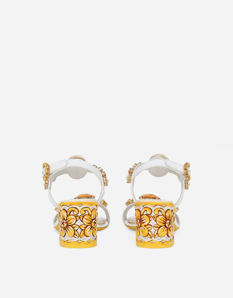 Dolce & Gabbana Patent leather sandals with stone embellishment and painted heel outlook