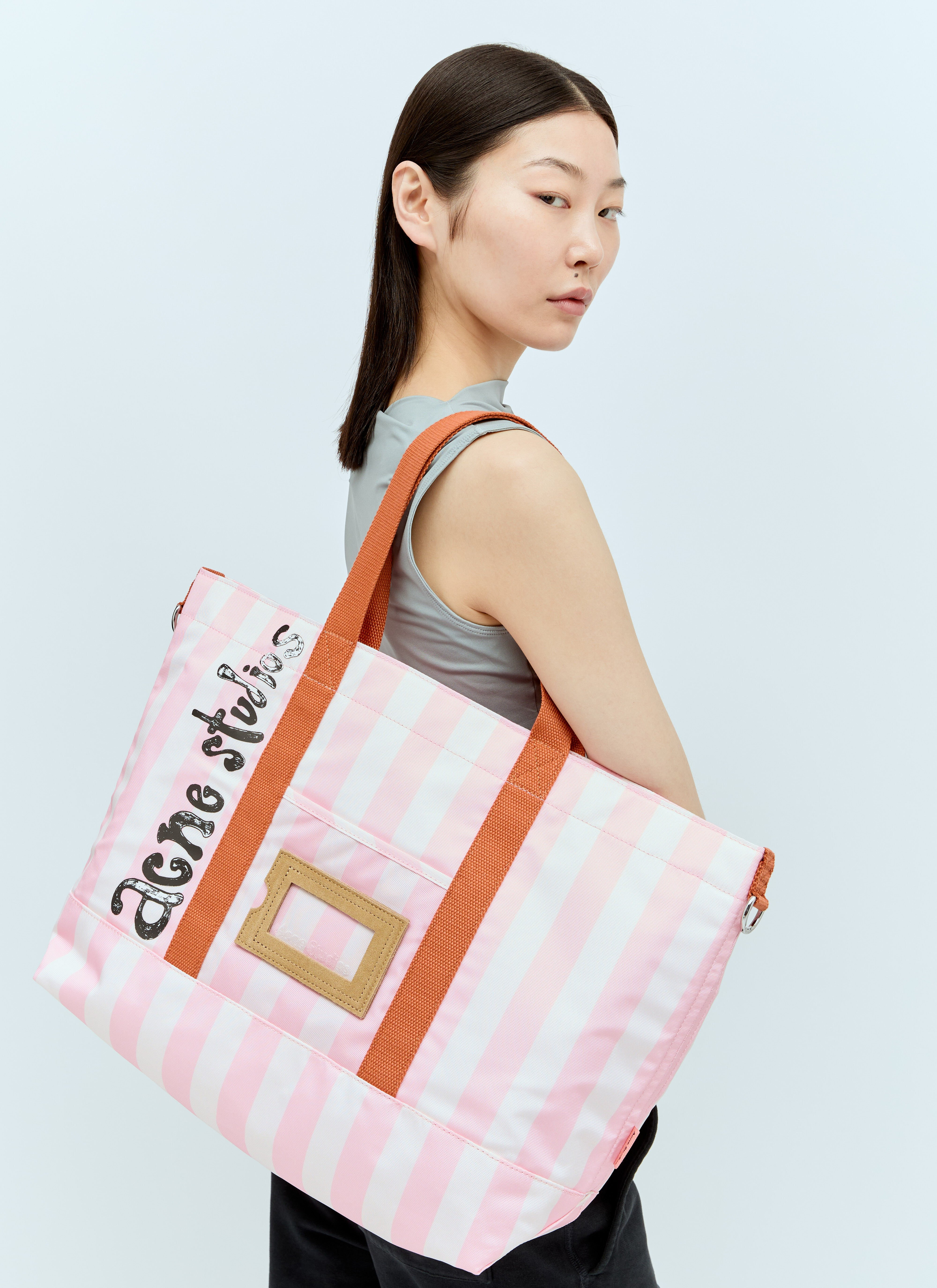 Logo Print Striped Tote Bag - 1