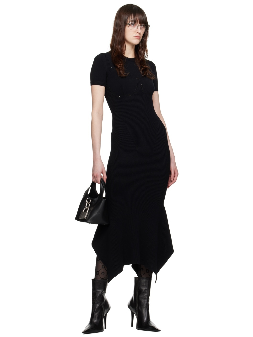 Black Ribbed Maxi Dress - 4